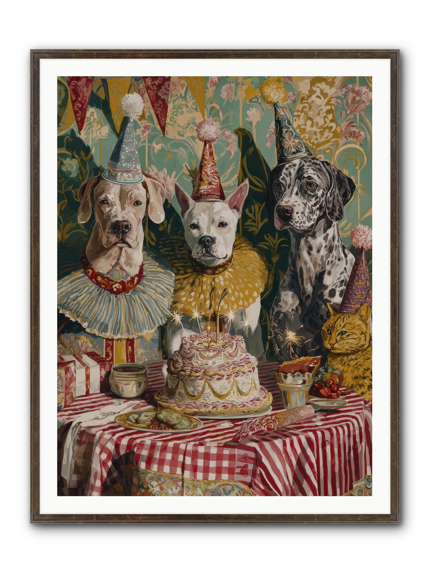 Jubilant Gathering At Teatime Framed Print - Slimwoods Black/Gold 36x48