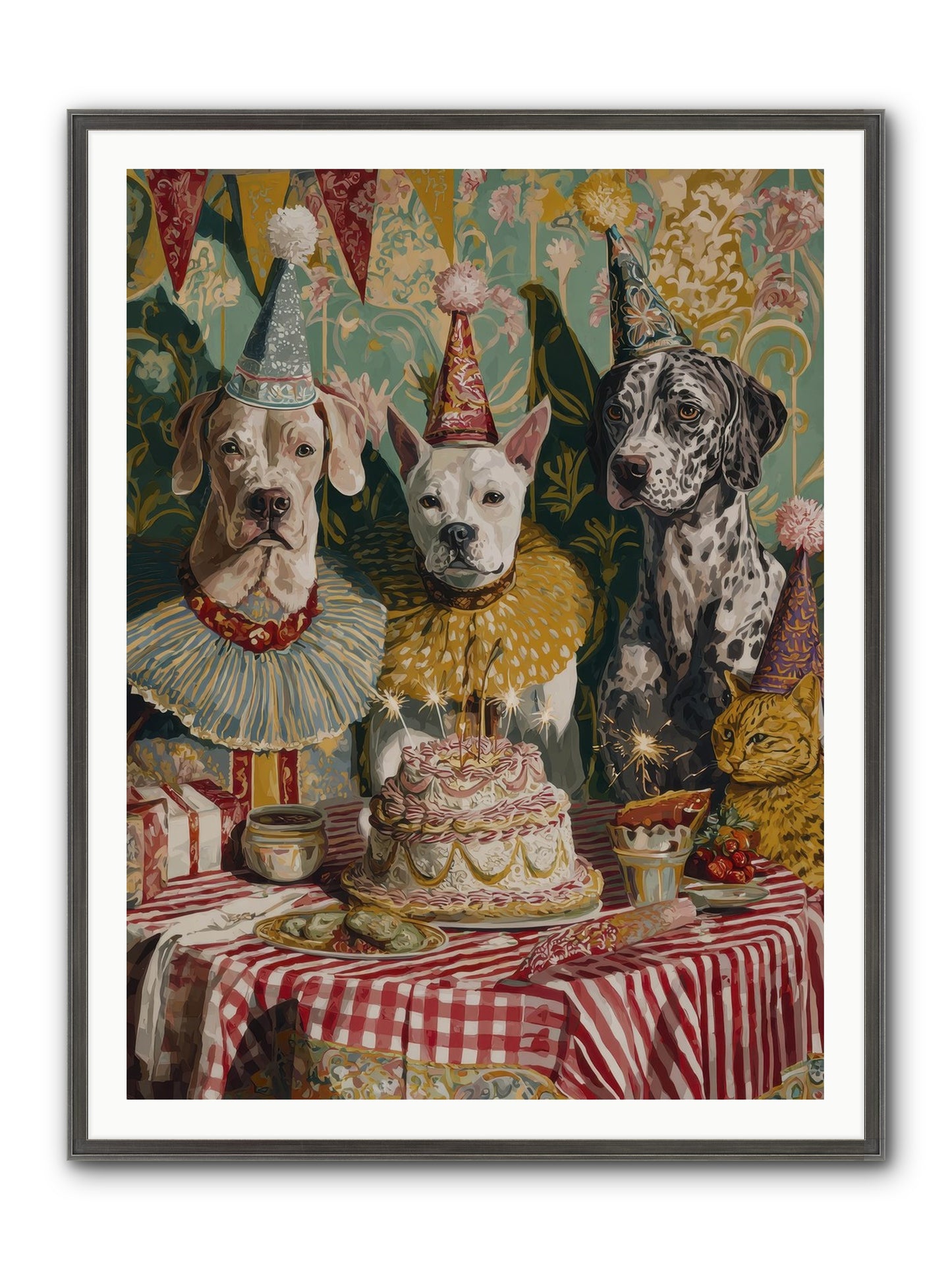 Jubilant Gathering At Teatime Framed Print - Slimwoods Black/Silver 36x48