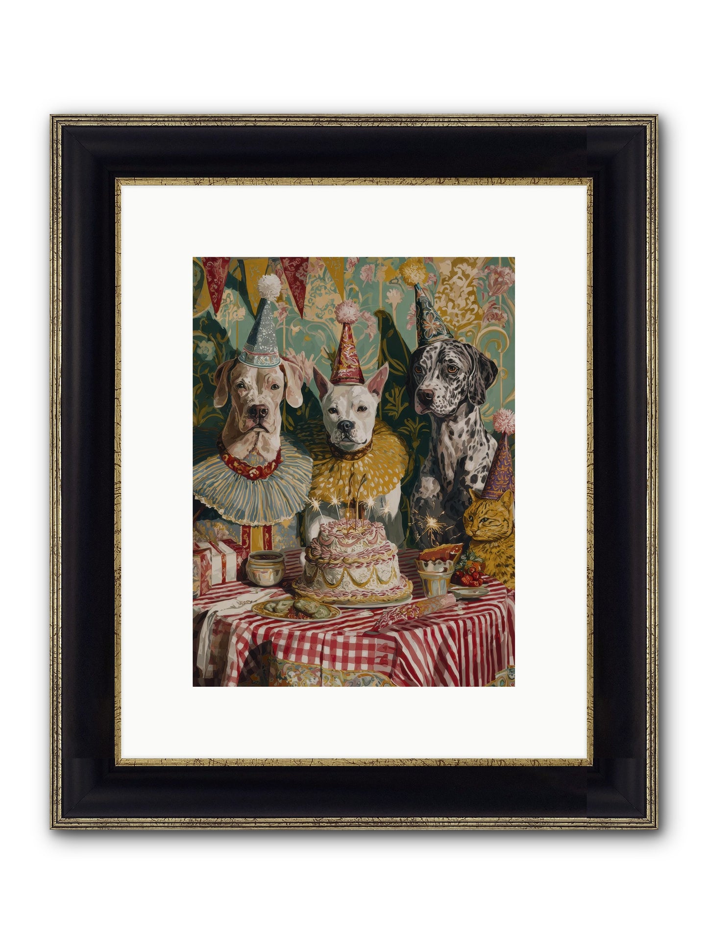 Jubilant Gathering At Teatime Framed Print - Black & Gold 9x12