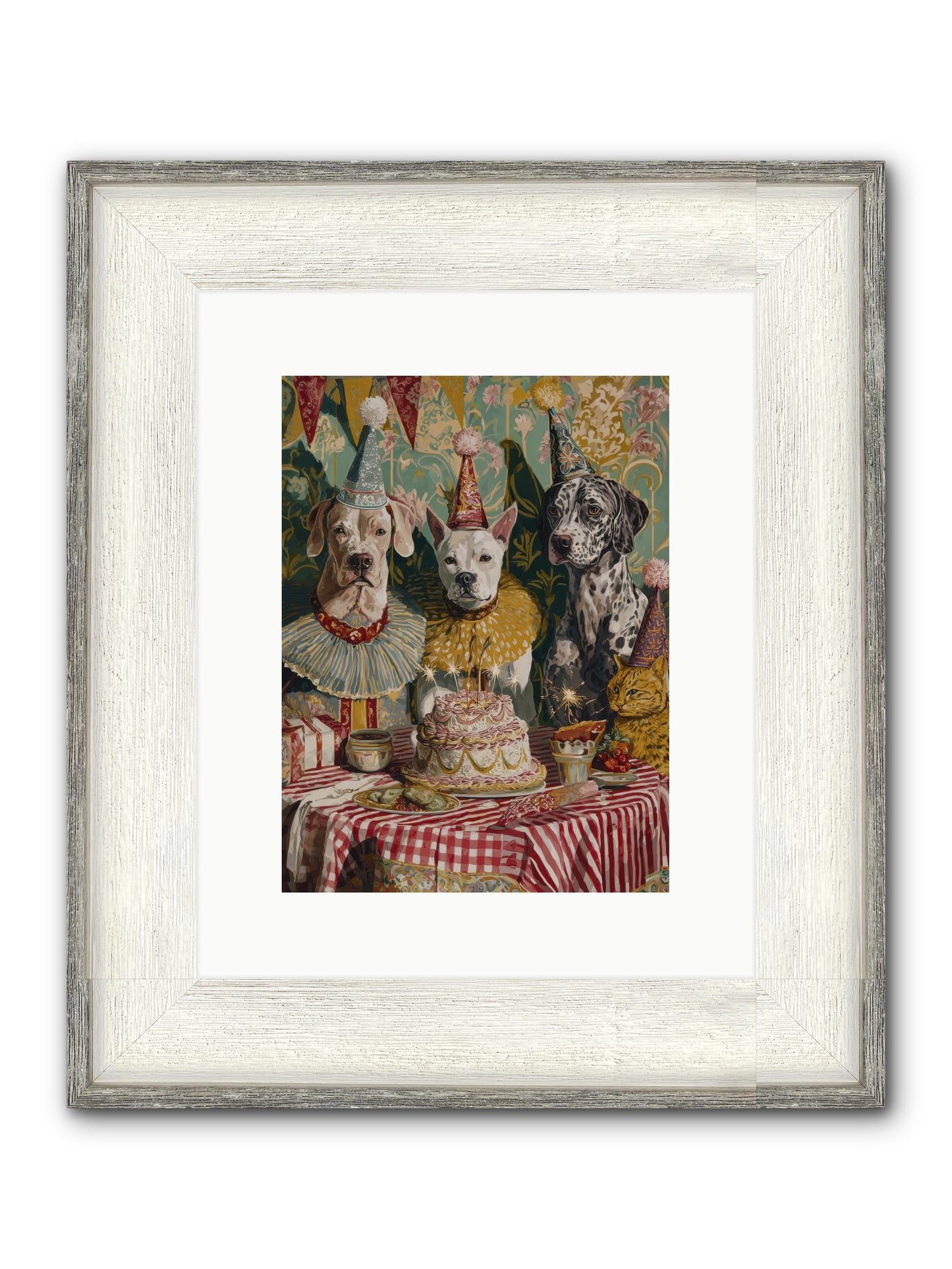 Jubilant Gathering At Teatime Framed Print - Driftwood White 9x12