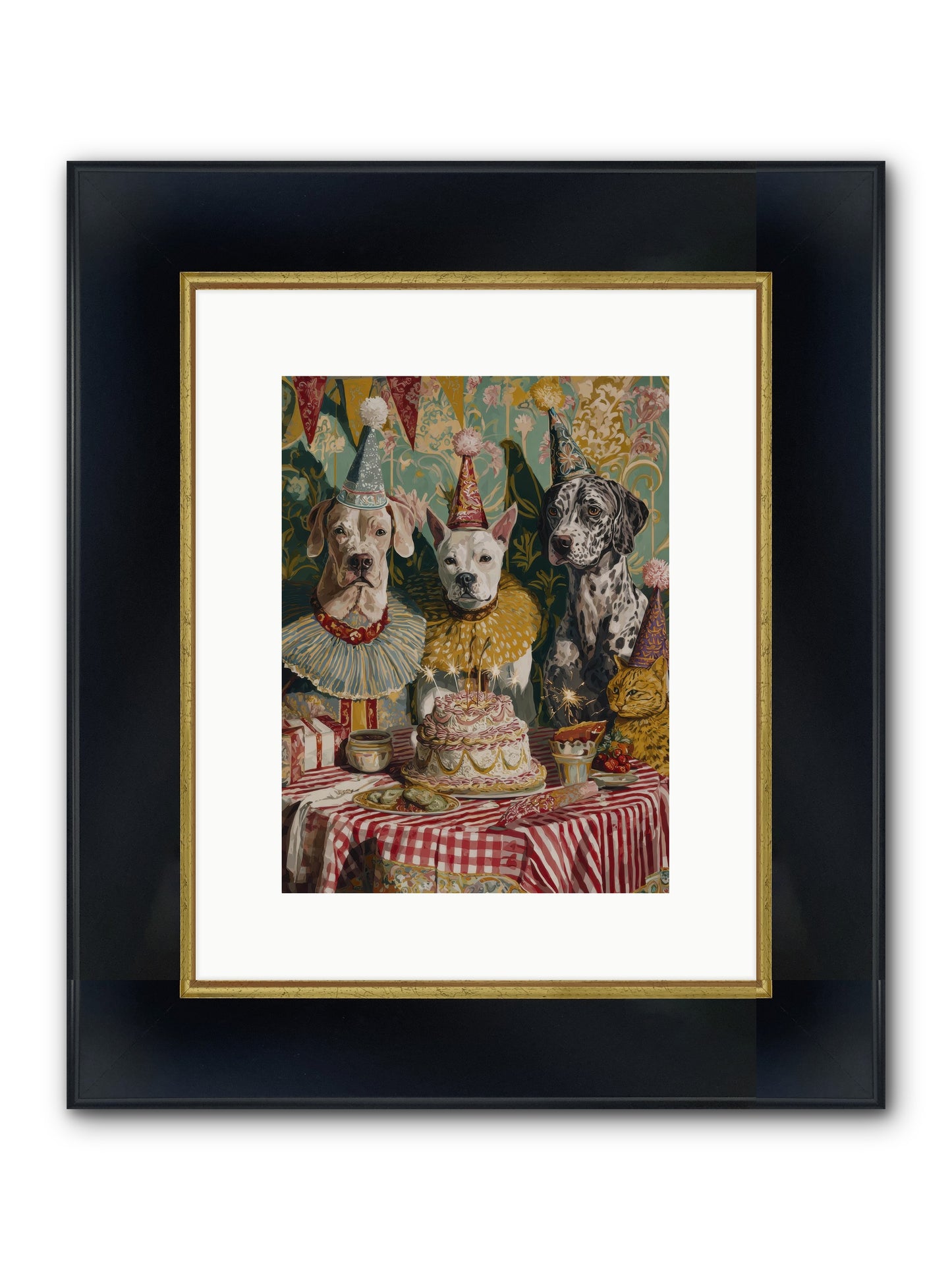 Jubilant Gathering At Teatime Framed Print - Wide Black w/Gold 9x12