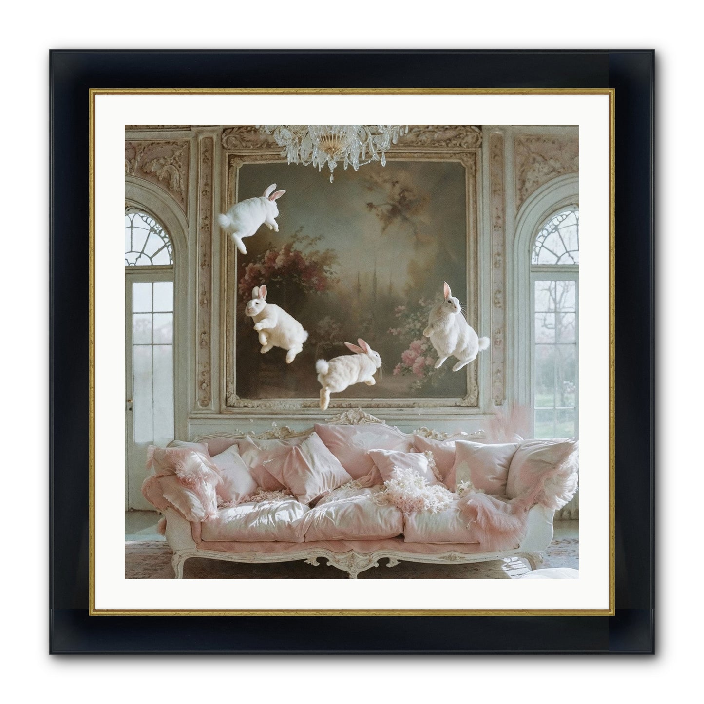 Jubilation Framed Print - Wide Black w/Gold 30x30
