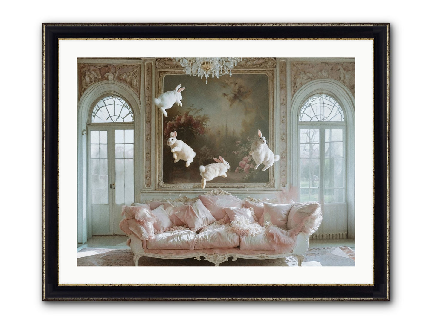 Jubilation Avec Fenetres Framed Print - Black & Gold 32x24