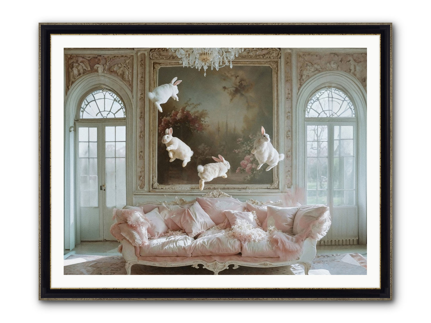 Jubilation Avec Fenetres Framed Print - Black & Gold 48x36