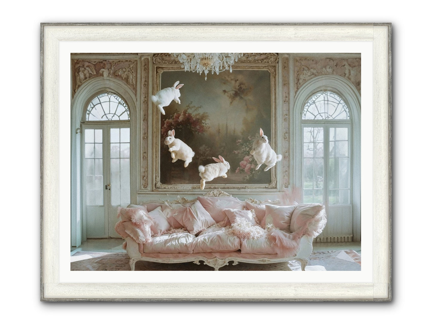 Jubilation Avec Fenetres Framed Print - Driftwood White 48x36