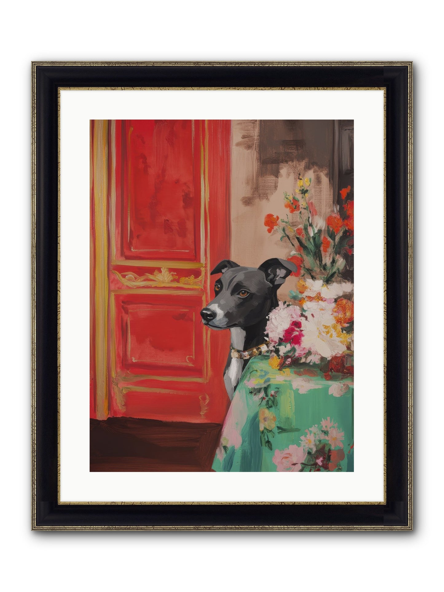 Juniper Grey Framed Print - Black & Gold 18x24