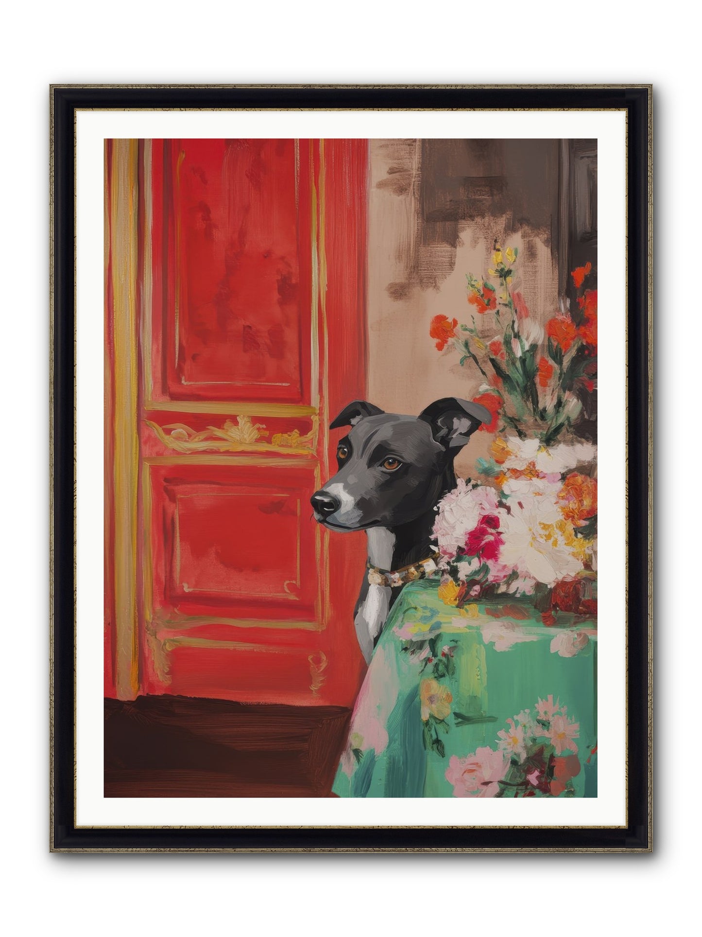 Juniper Grey Framed Print - Black & Gold 36x48