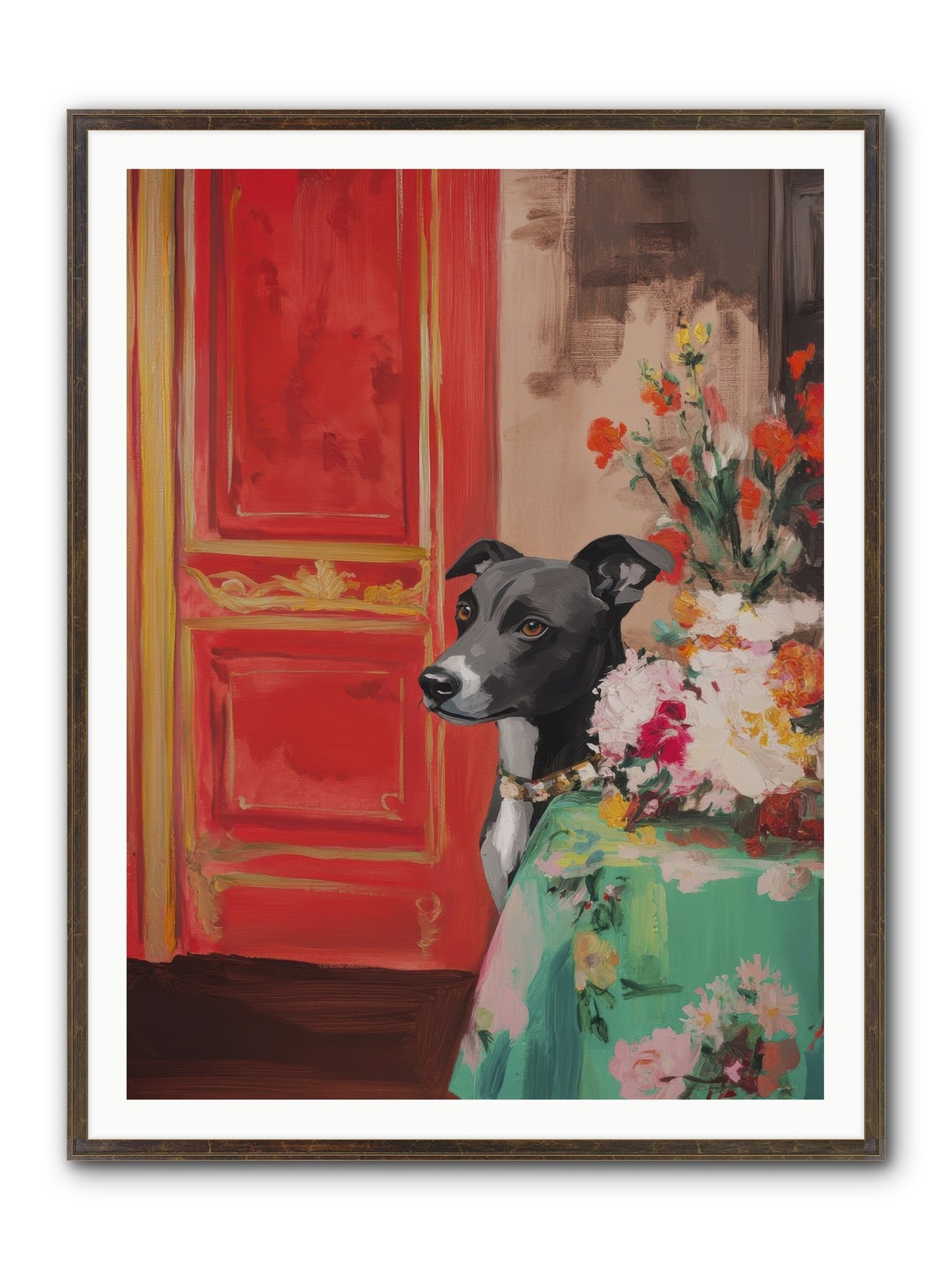 Juniper Grey Framed Print - Slimwoods Black/Gold 36x48