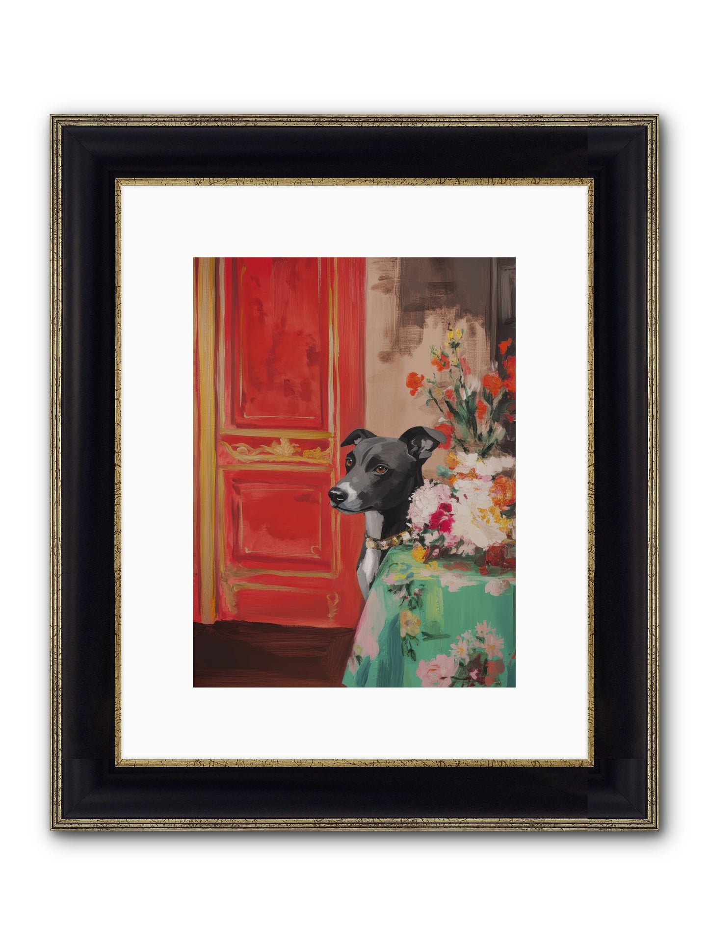 Juniper Grey Framed Print - Black & Gold 9x12