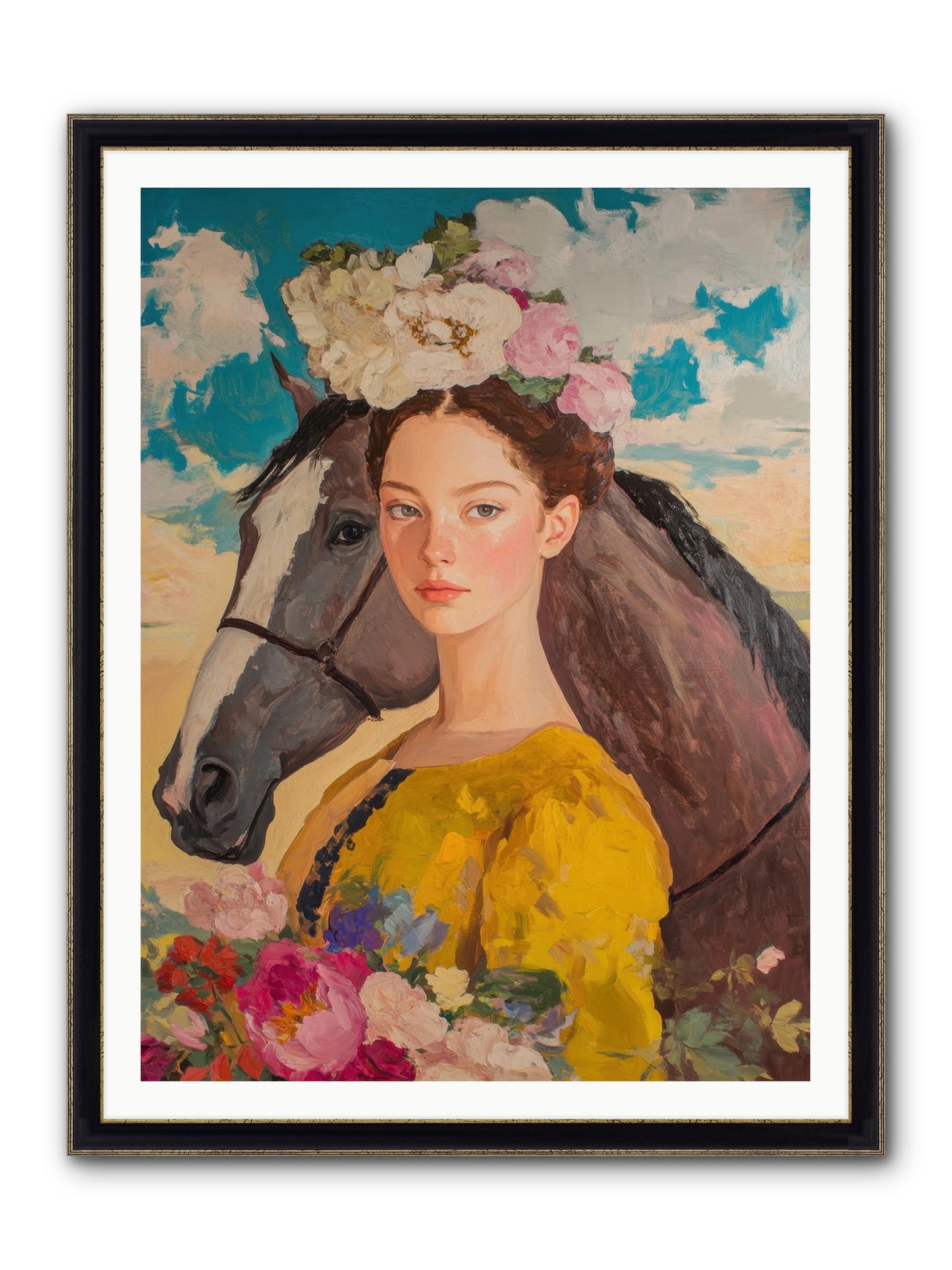 Juniper Ridge Framed Print - Black & Gold 36x48