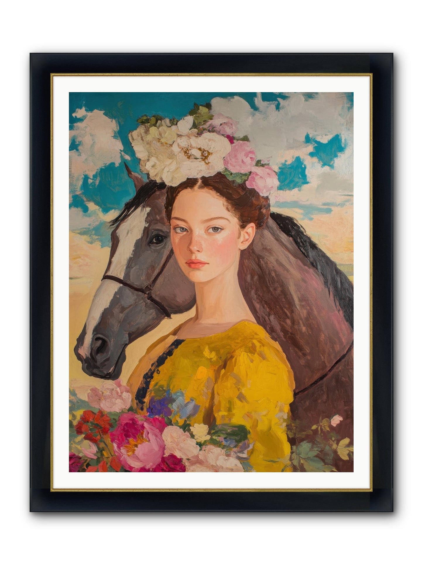 Juniper Ridge Framed Print - Wide Black w/Gold 36x48