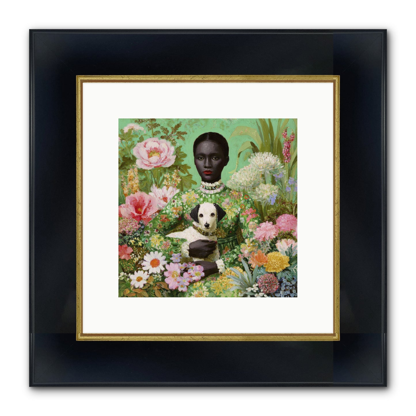 Juniper Skylight Framed Print - Wide Black w/Gold 10x10
