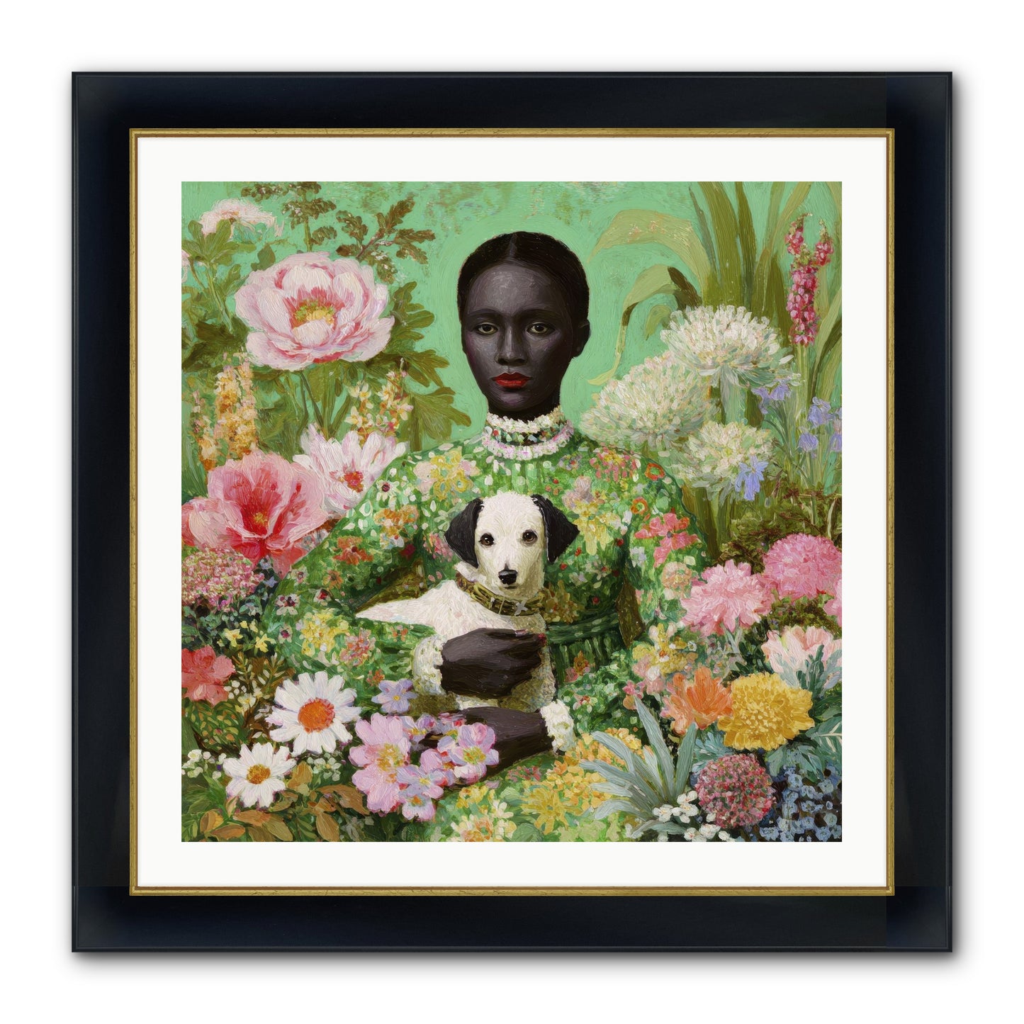 Juniper Skylight Framed Print - Wide Black w/Gold 30x30