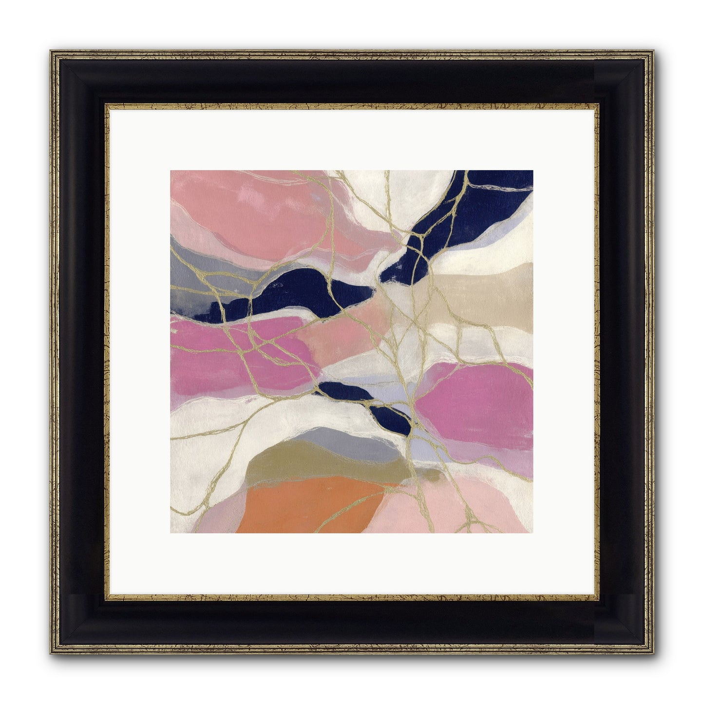 Kael Framed Print - Black & Gold 12x12