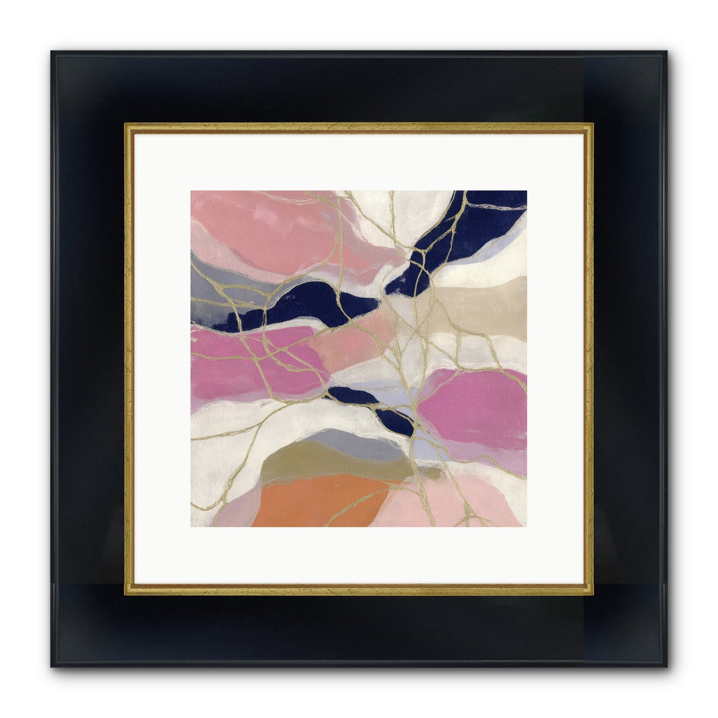 Kael Framed Print - Wide Black w/Gold 12x12