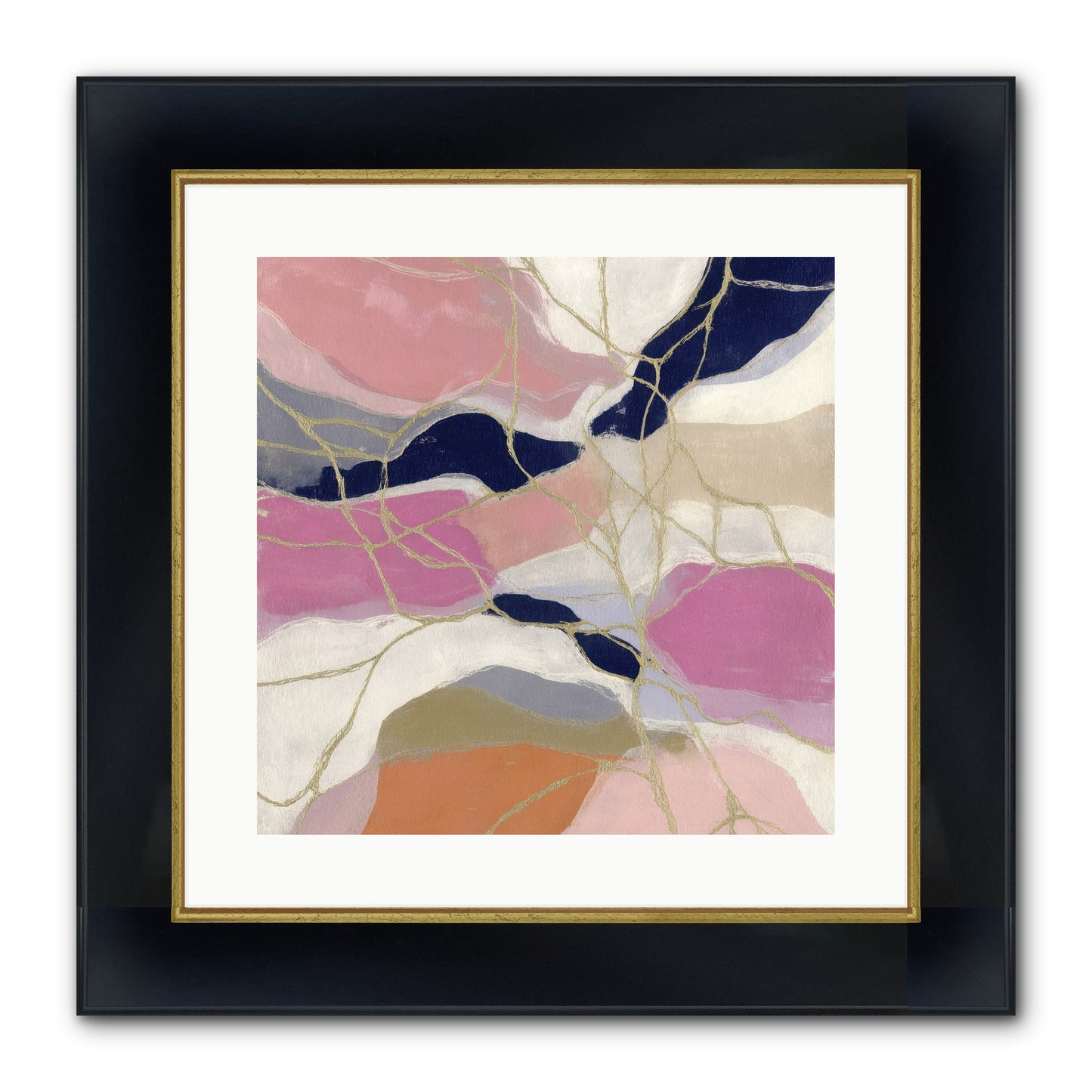 Kael Framed Print - Wide Black w/Gold 16x16