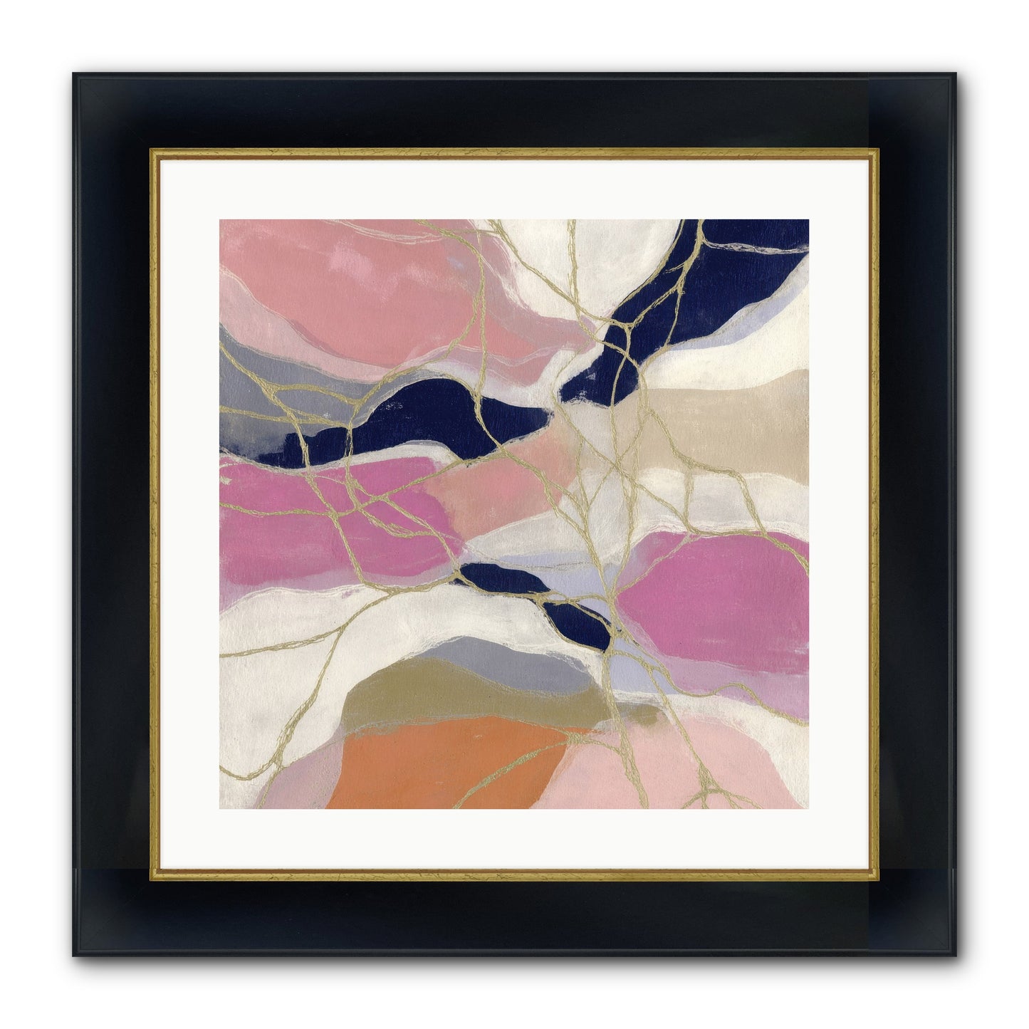 Kael Framed Print - Wide Black w/Gold 20x20