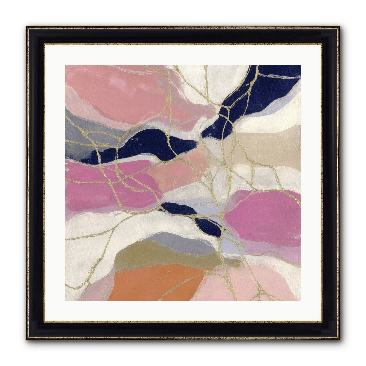 Kael Framed Print - Black & Gold 24x24