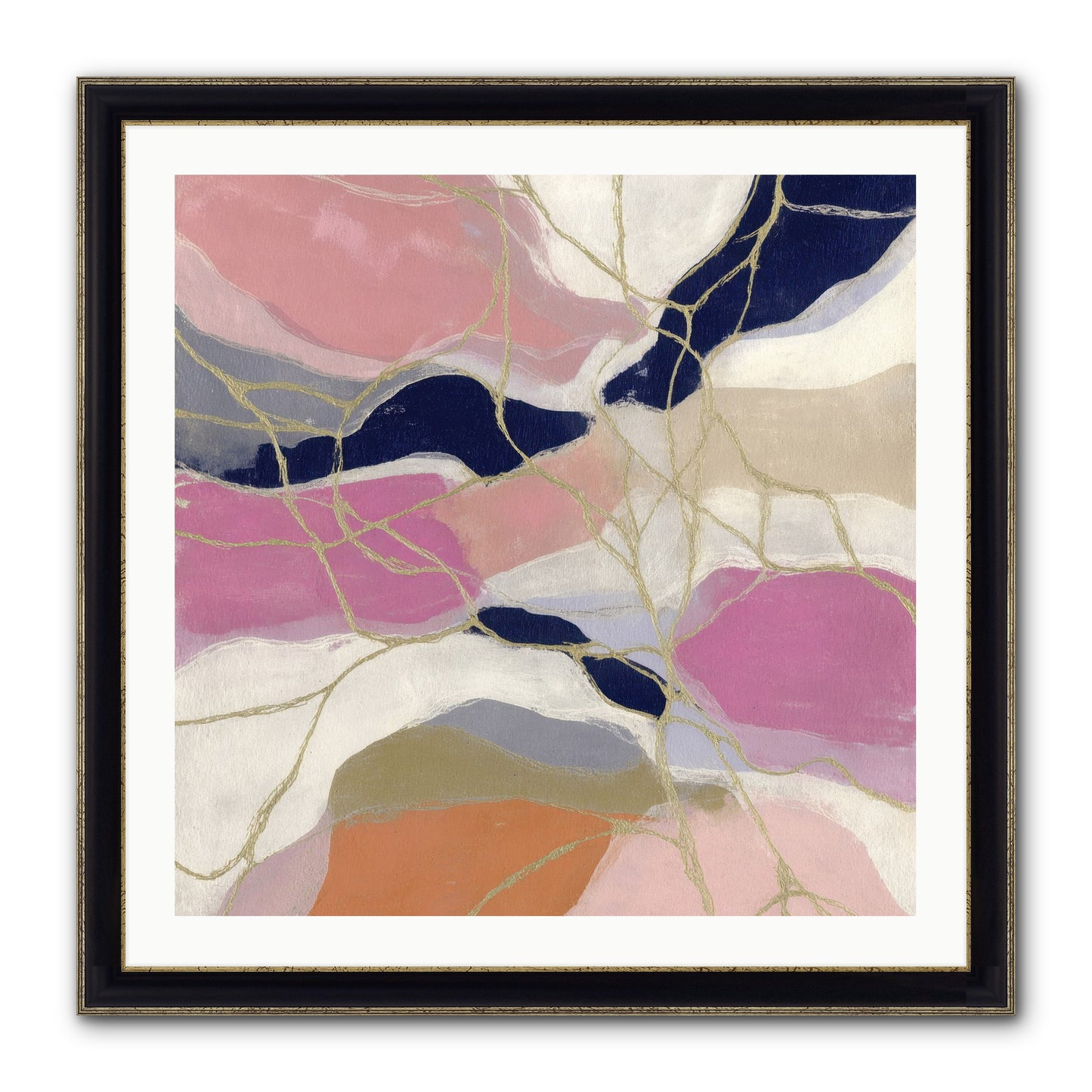 Kael Framed Print - Black & Gold 30x30