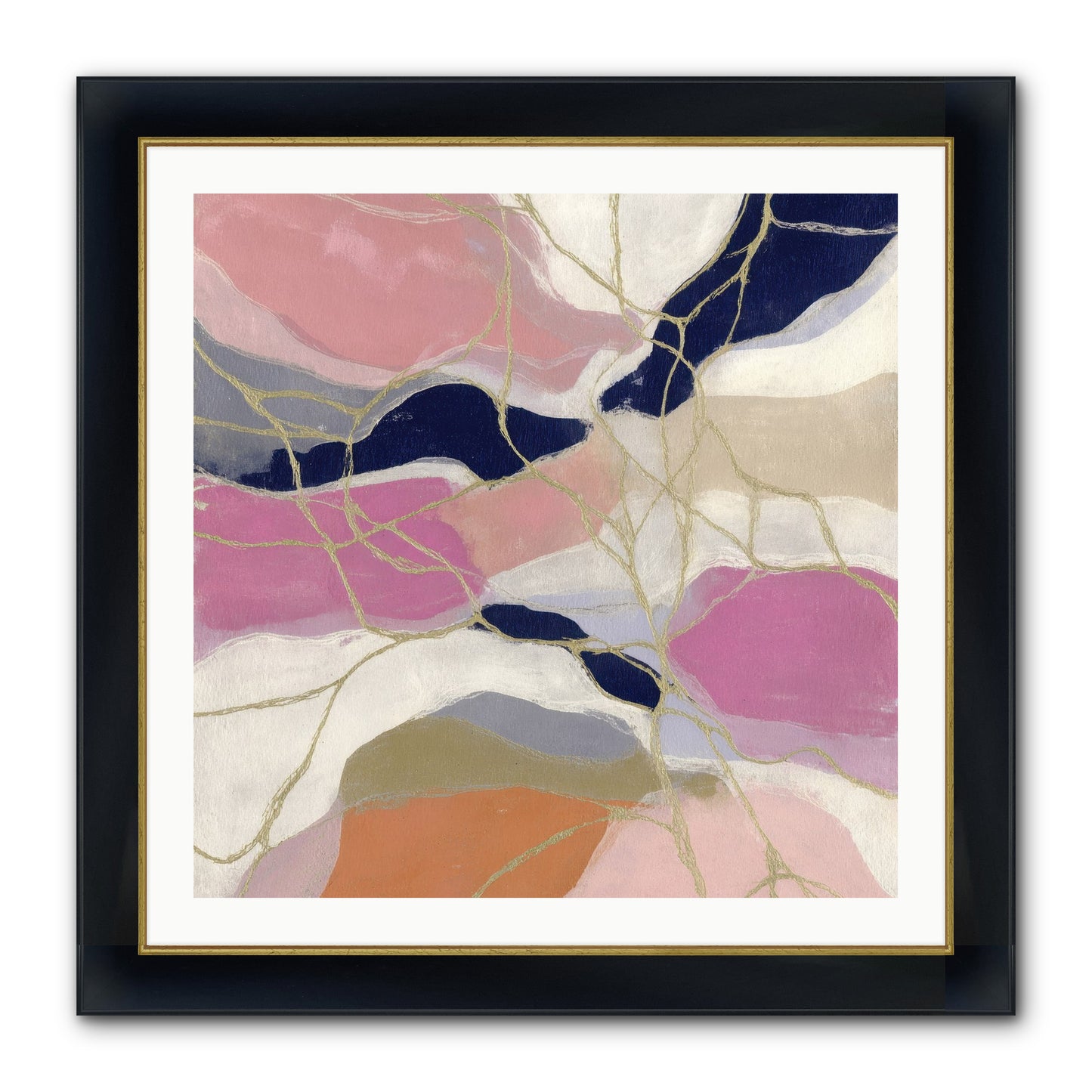 Kael Framed Print - Wide Black w/Gold 30x30