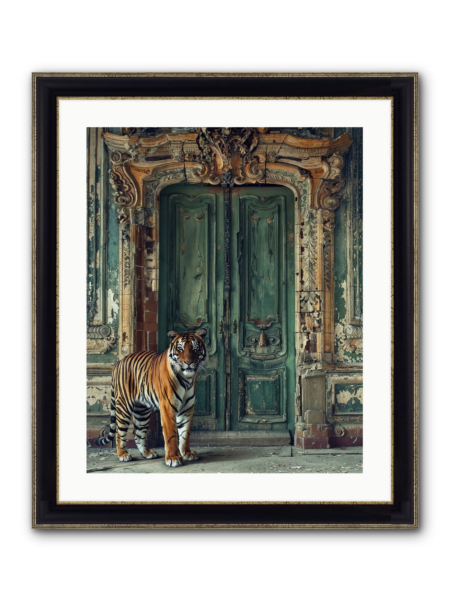 Keeper Of The Peridot Gates Framed Print - Black & Gold 20x25