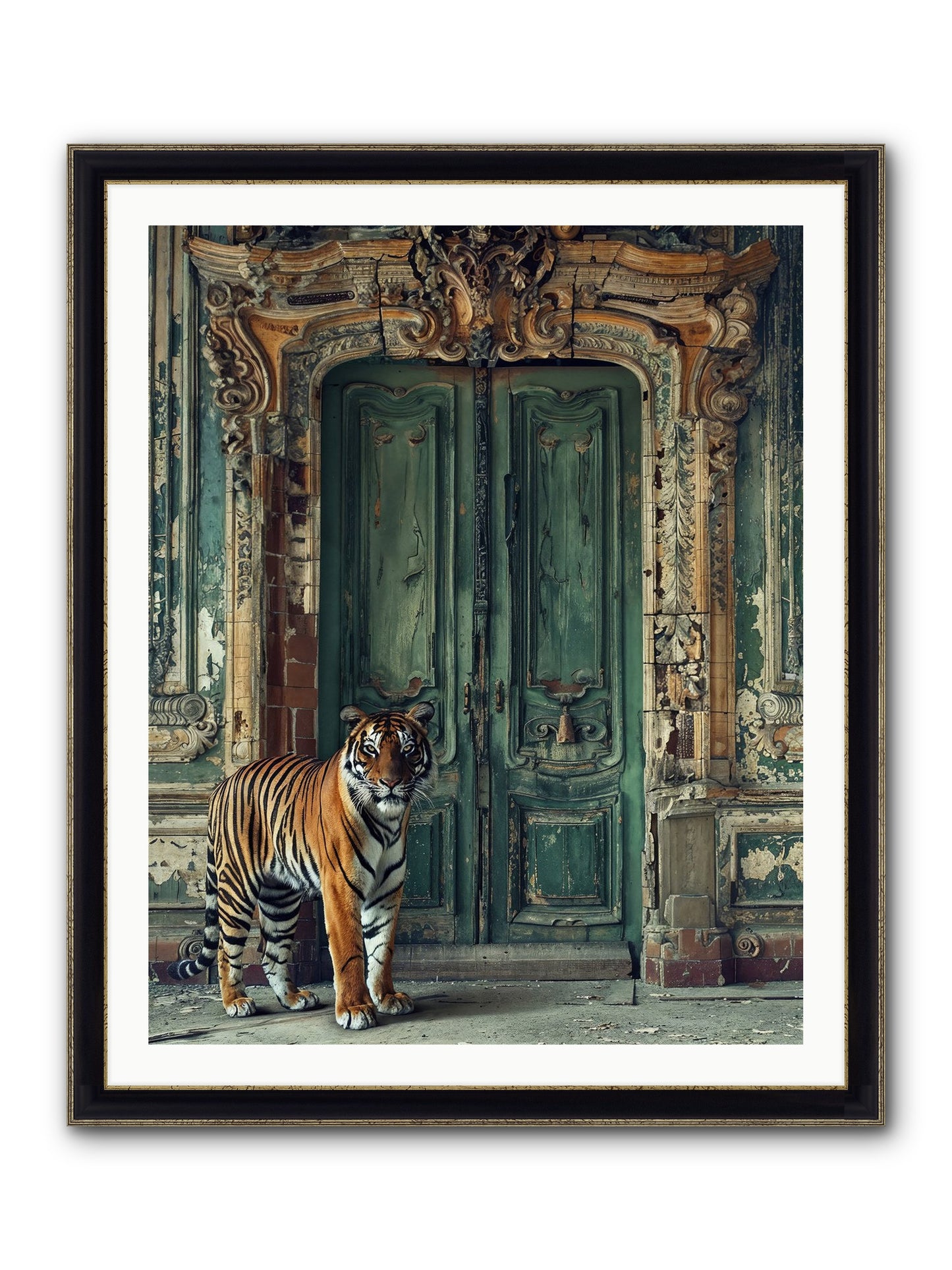 Keeper Of The Peridot Gates Framed Print - Black & Gold 32x40