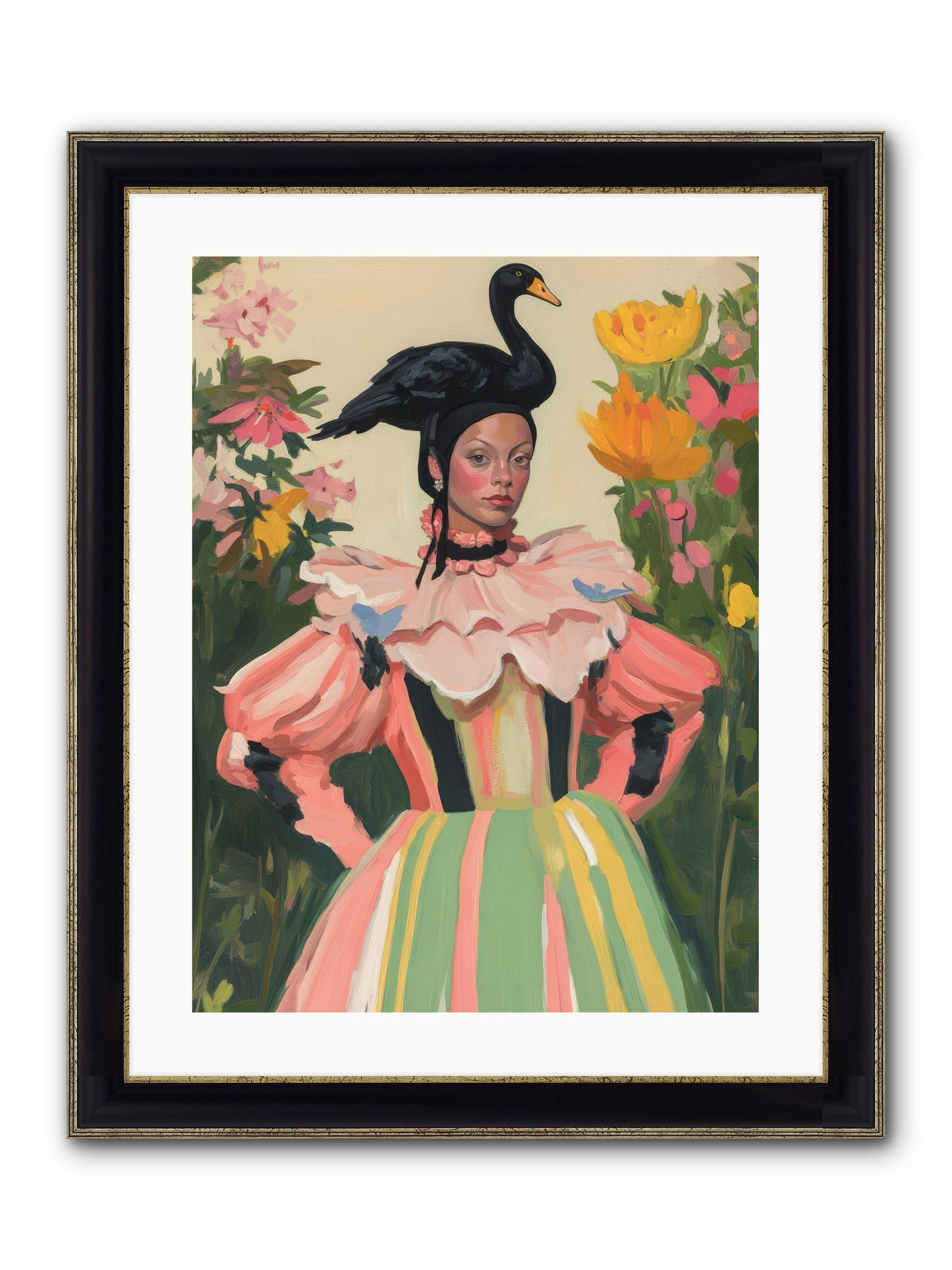 Keeper Of Wild Wings Framed Print - Black & Gold 18x24