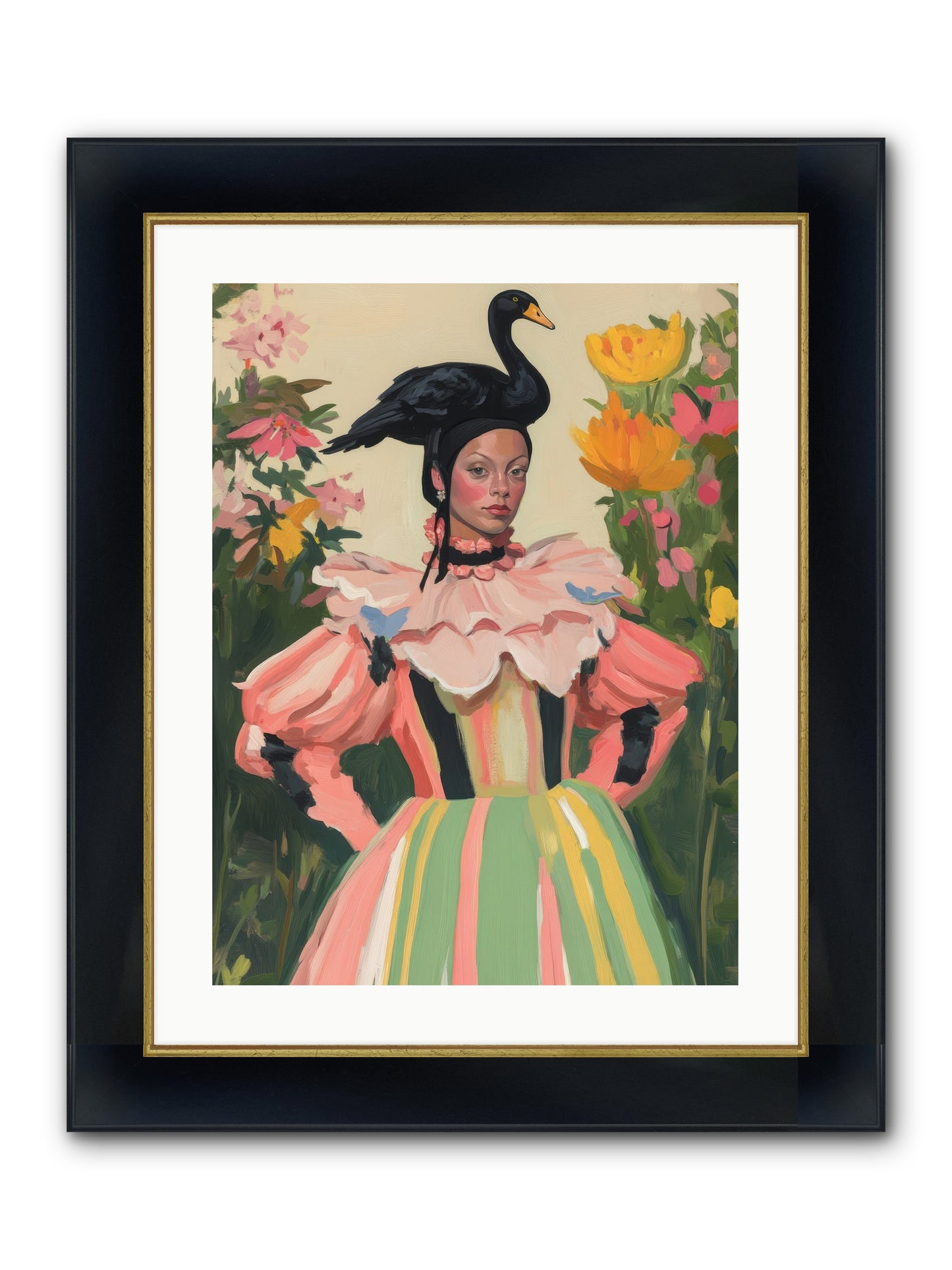 Keeper Of Wild Wings Framed Print - Wide Black w/Gold 18x24