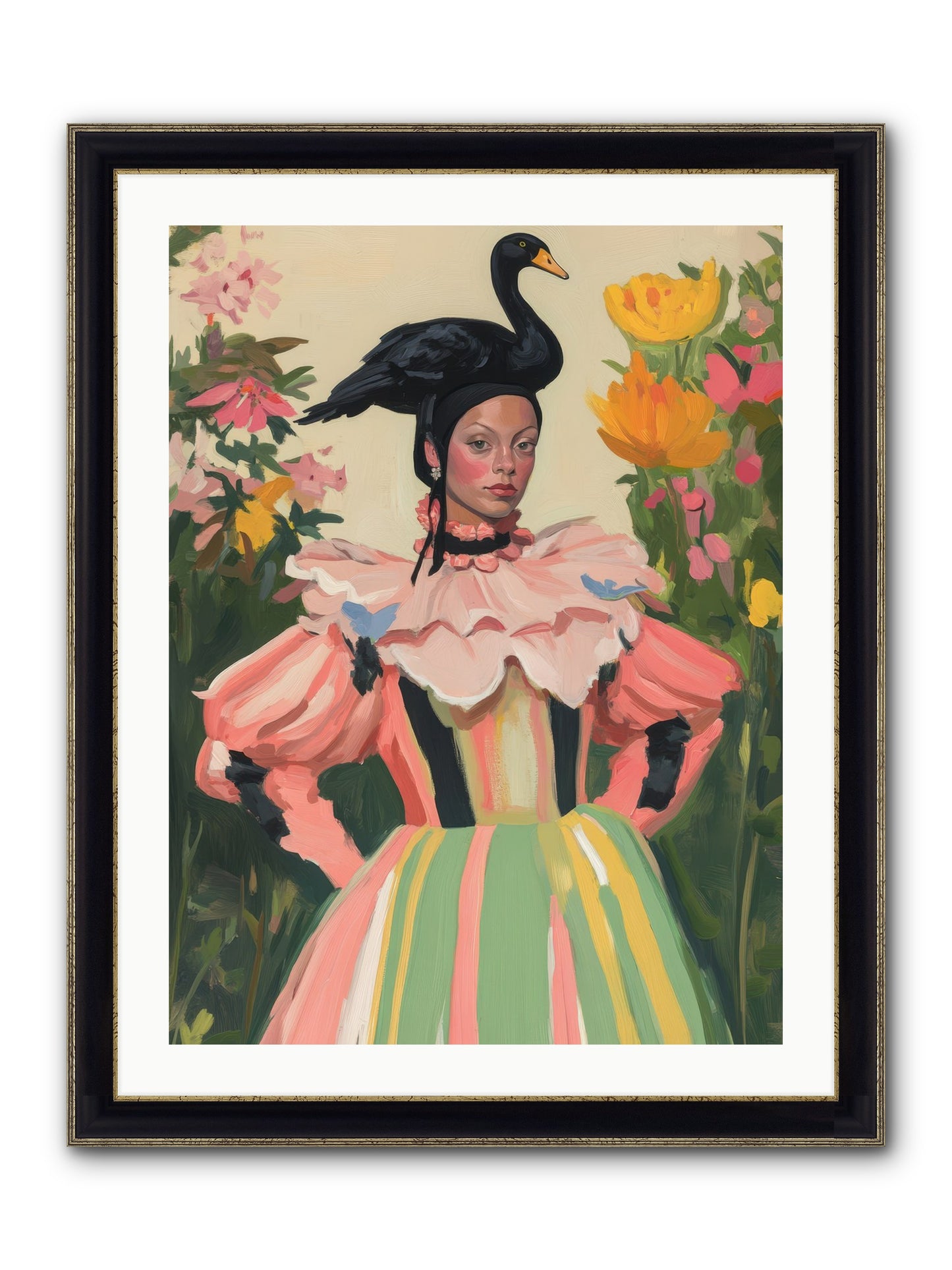 Keeper Of Wild Wings Framed Print - Black & Gold 24x32
