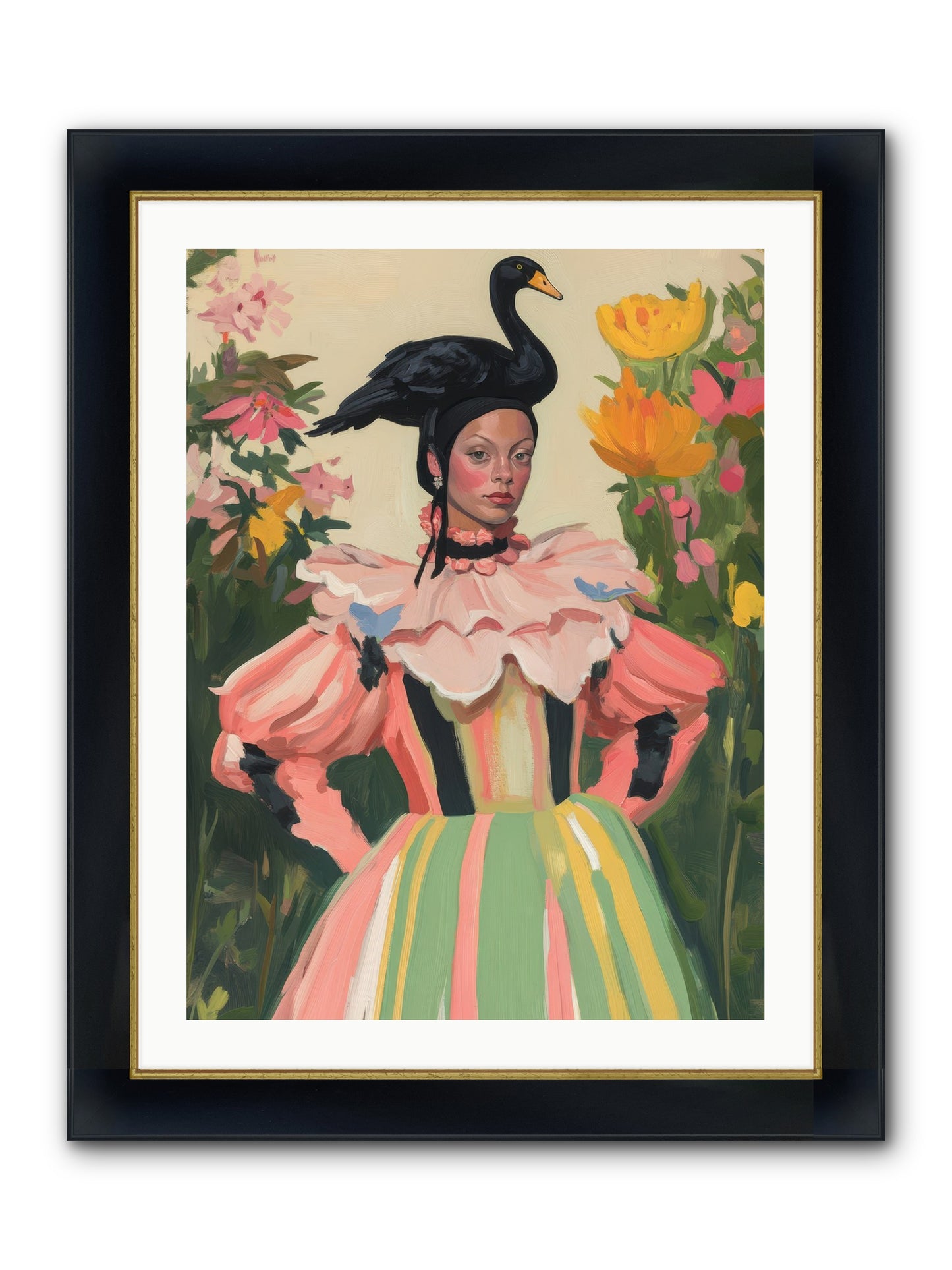 Keeper Of Wild Wings Framed Print - Wide Black w/Gold 24x32