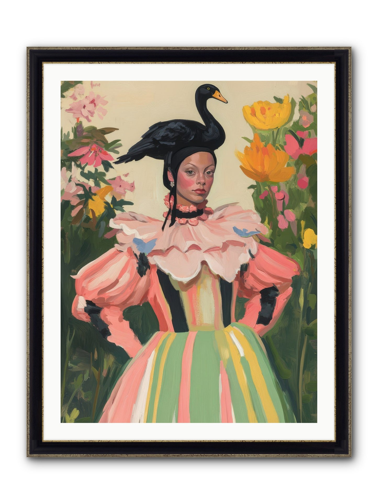Keeper Of Wild Wings Framed Print - Black & Gold 30x40