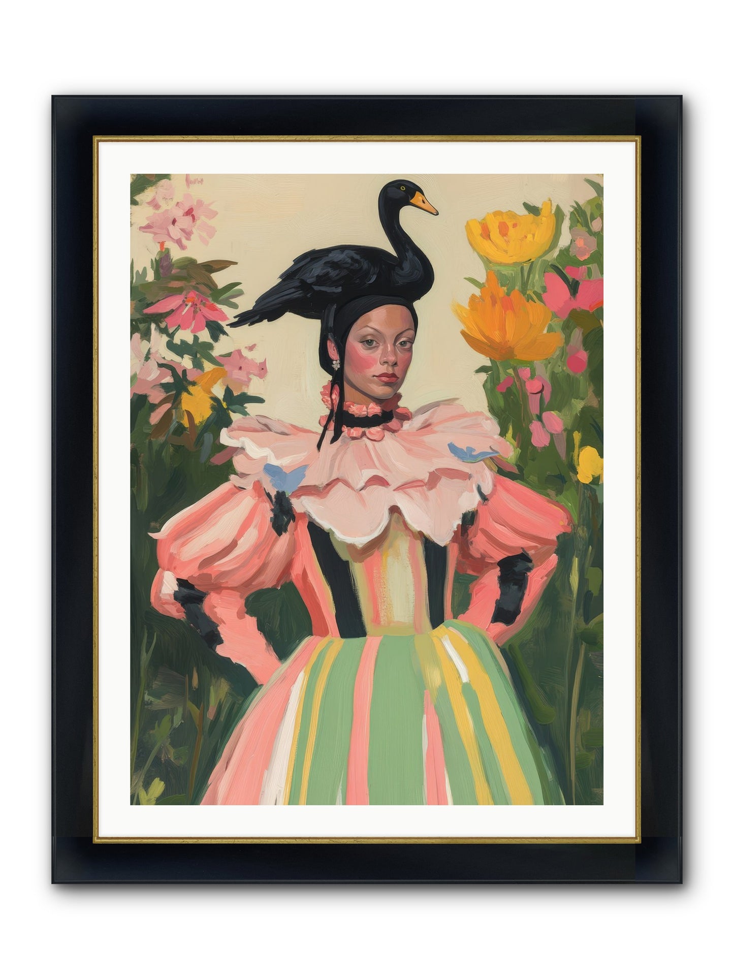 Keeper Of Wild Wings Framed Print - Wide Black w/Gold 30x40