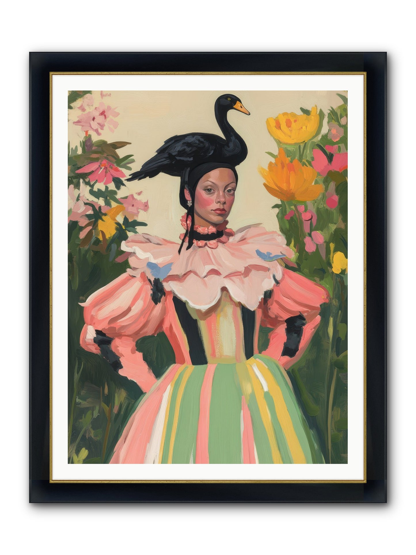 Keeper Of Wild Wings Framed Print - Wide Black w/Gold 36x48