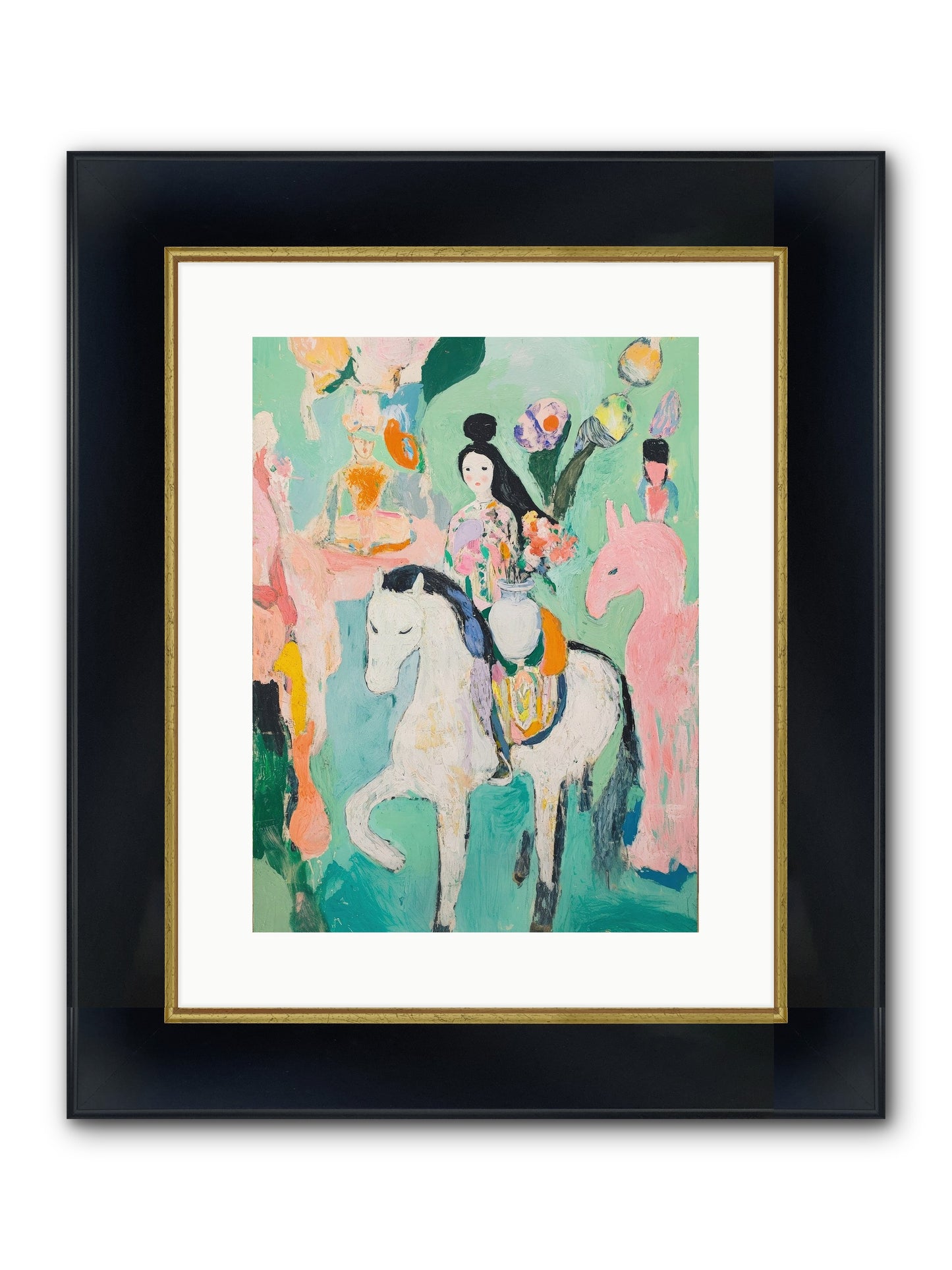 Kent Gardens Framed Print - Wide Black w/Gold 12x16