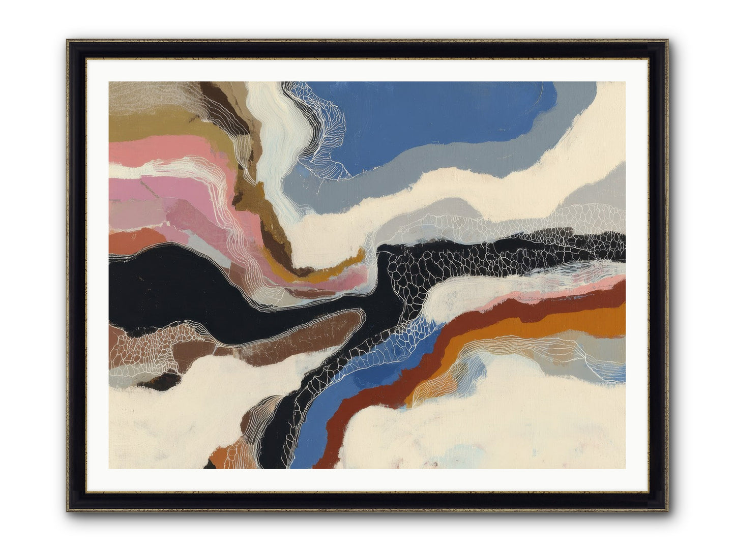 Kismet Framed Print - Black & Gold 48x36