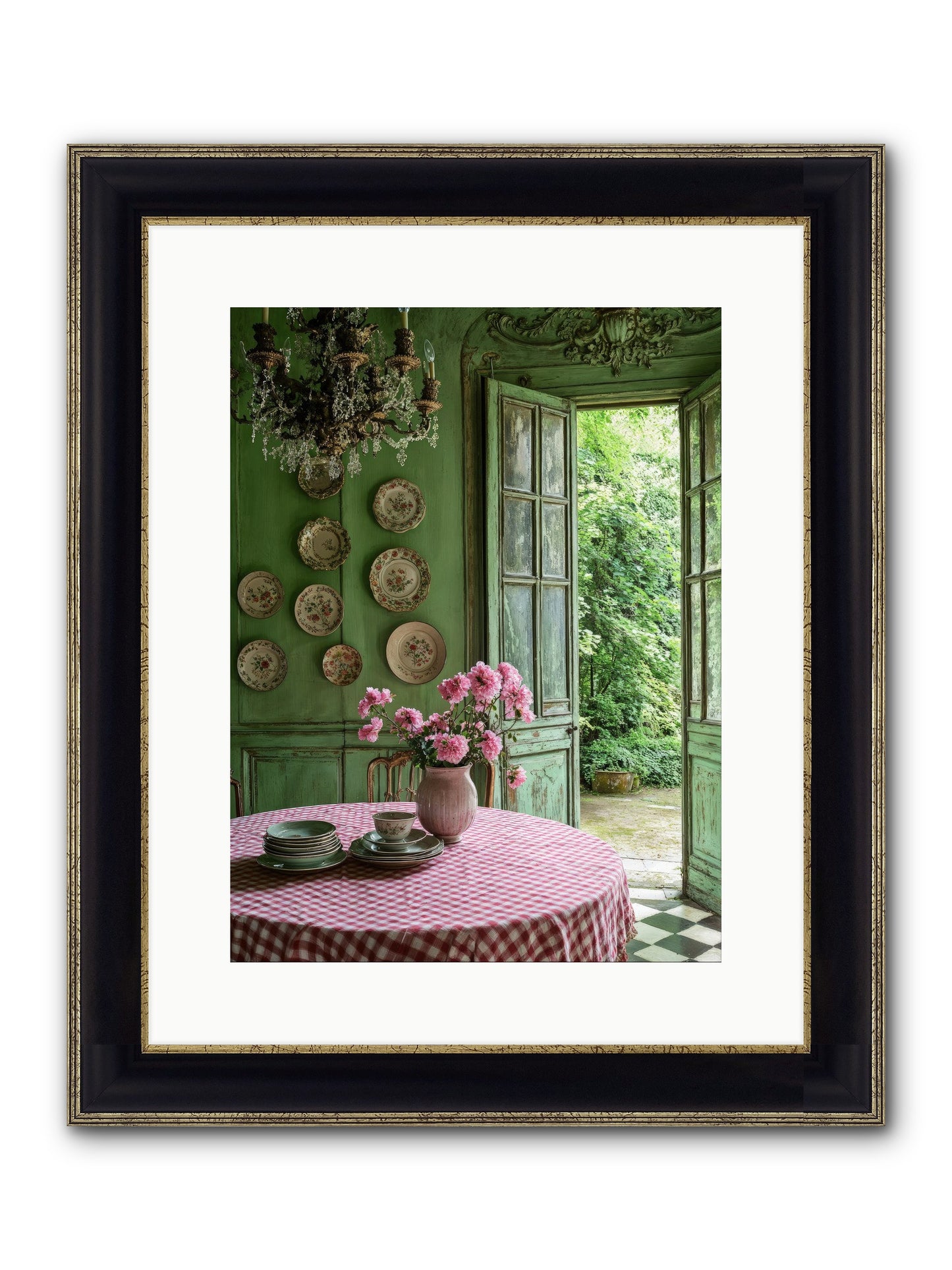Kitchen Of Gathered Dreams Framed Print - Black & Gold 12x16
