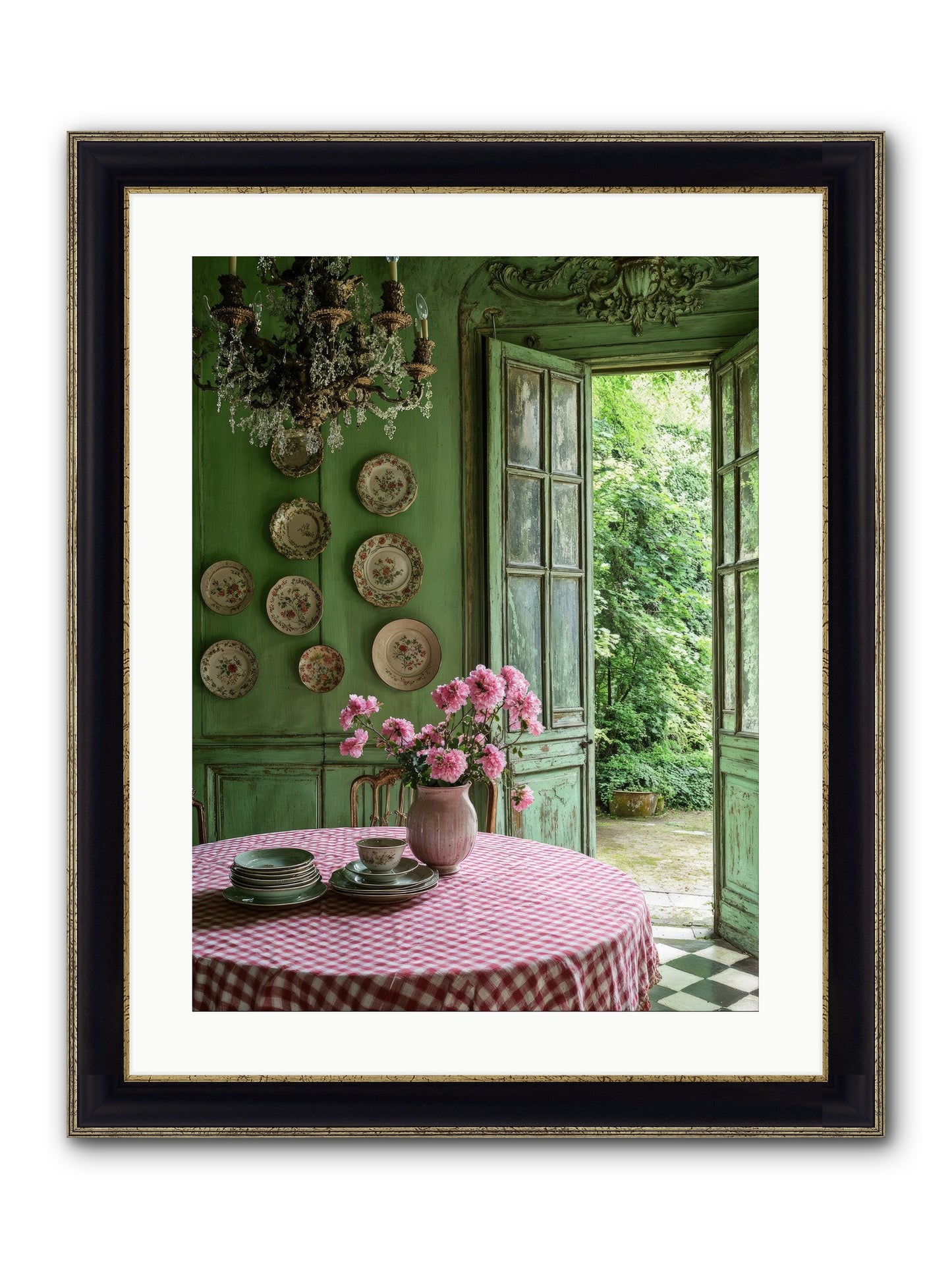 Kitchen Of Gathered Dreams Framed Print - Black & Gold 18x24