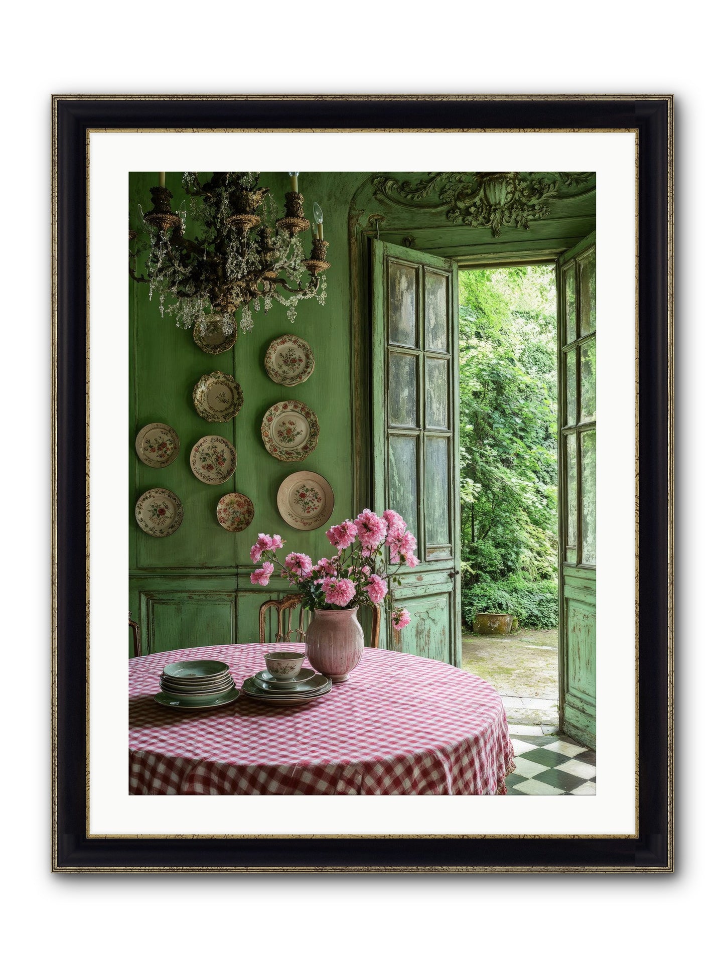 Kitchen Of Gathered Dreams Framed Print - Black & Gold 24x32