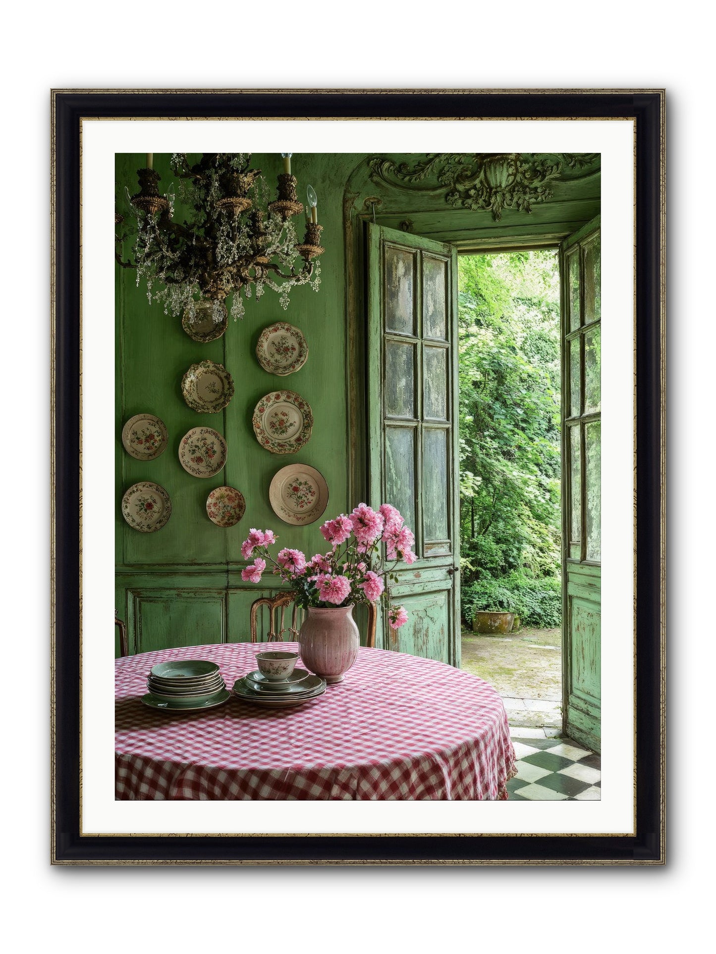 Kitchen Of Gathered Dreams Framed Print - Black & Gold 30x40