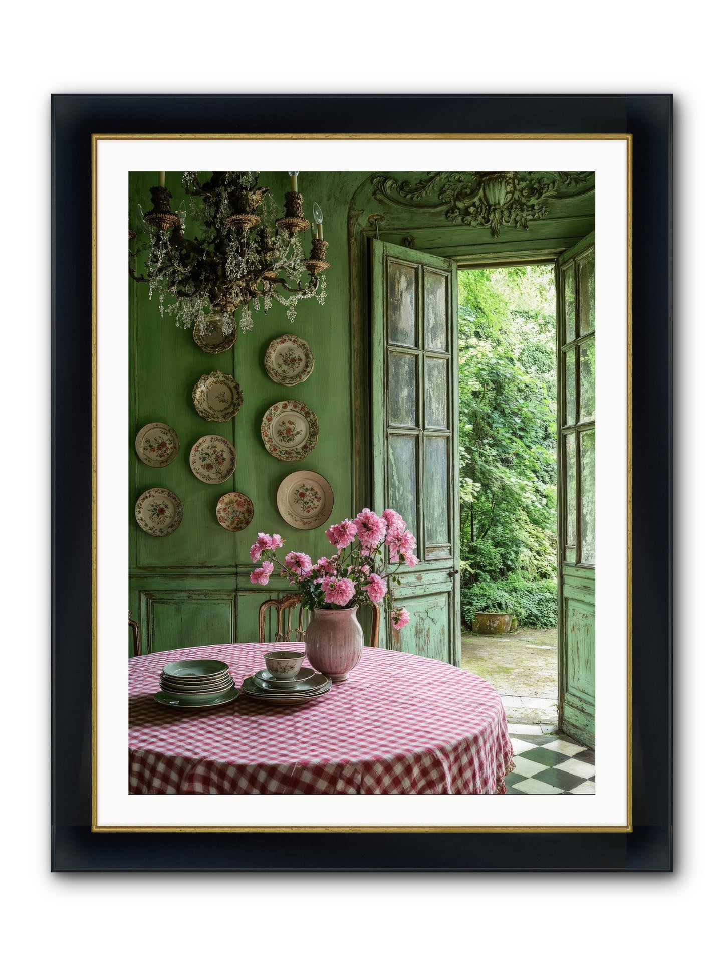 Kitchen Of Gathered Dreams Framed Print - Wide Black w/Gold 30x40