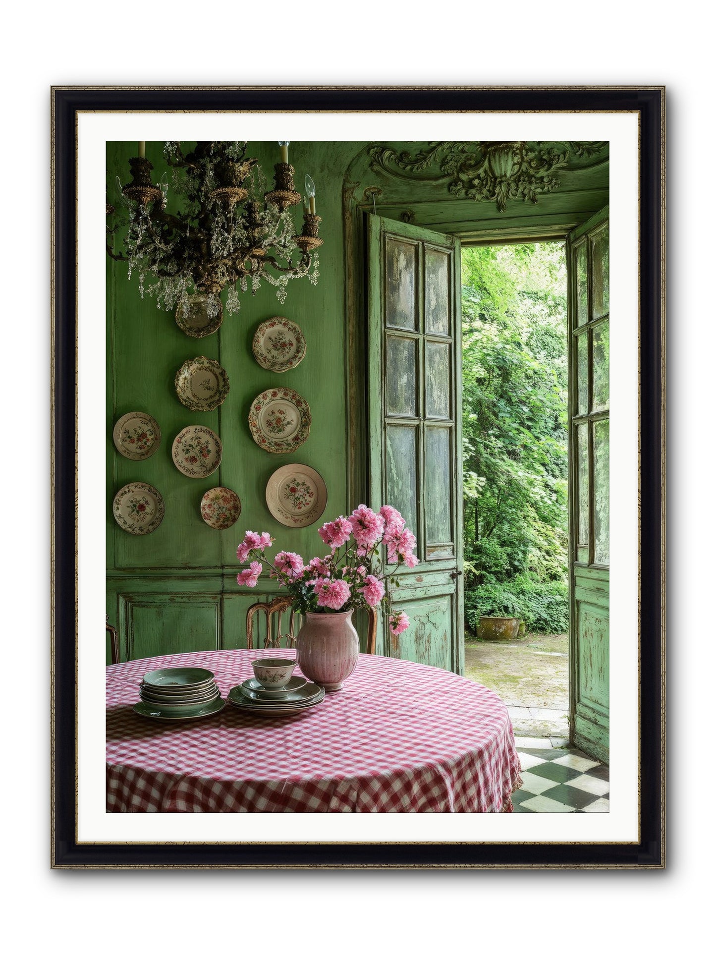 Kitchen Of Gathered Dreams Framed Print - Black & Gold 36x48
