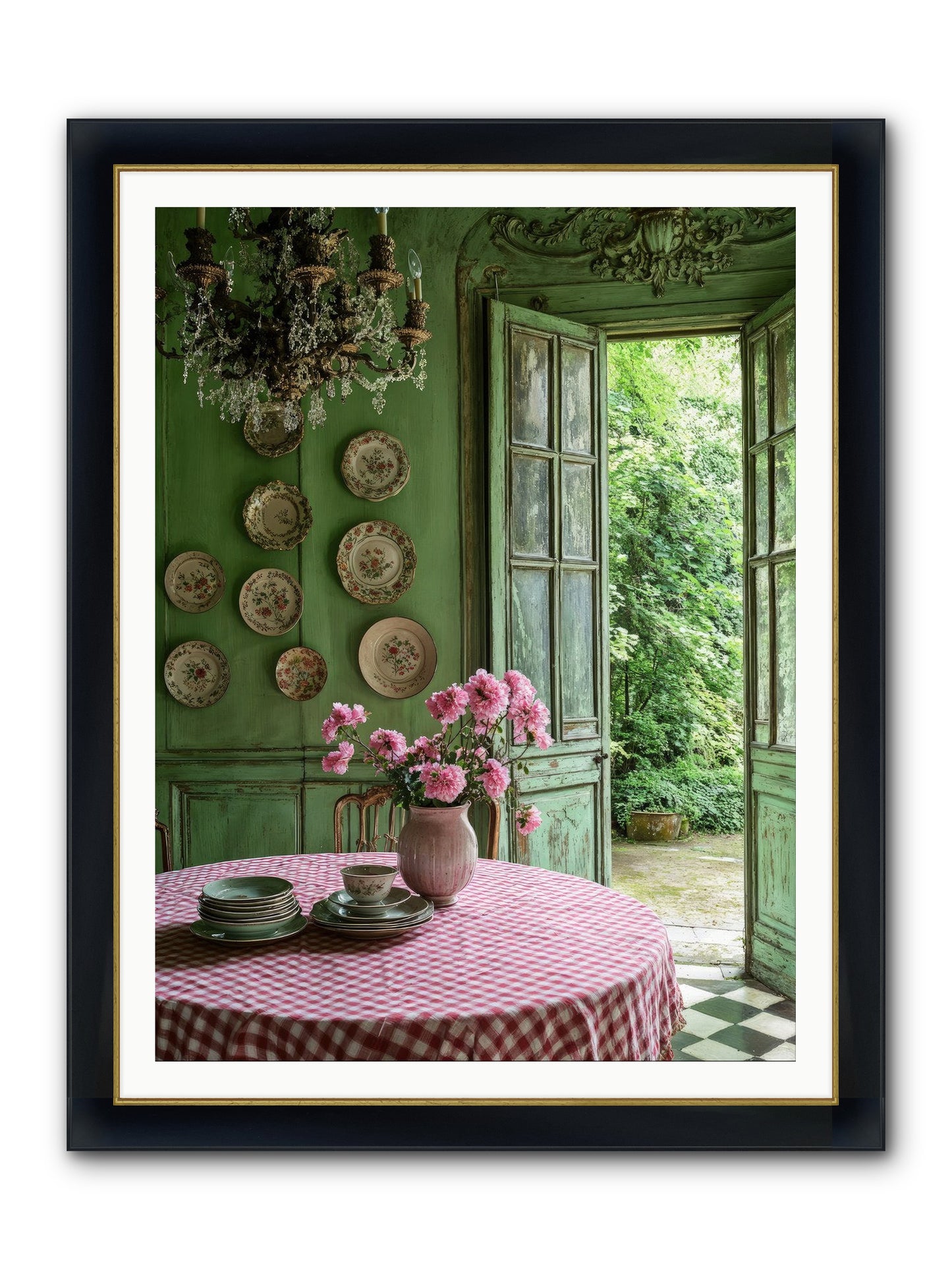 Kitchen Of Gathered Dreams Framed Print - Wide Black w/Gold 36x48