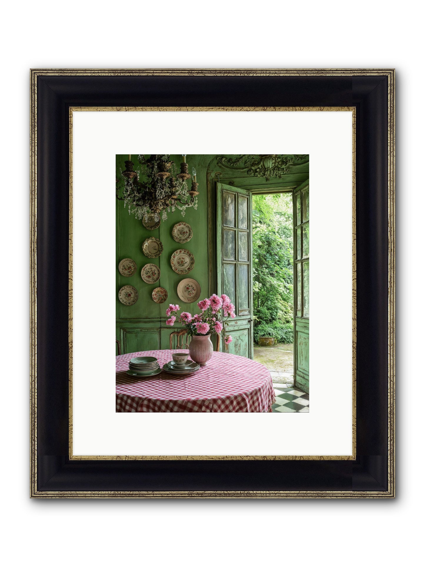 Kitchen Of Gathered Dreams Framed Print - Black & Gold 9x12
