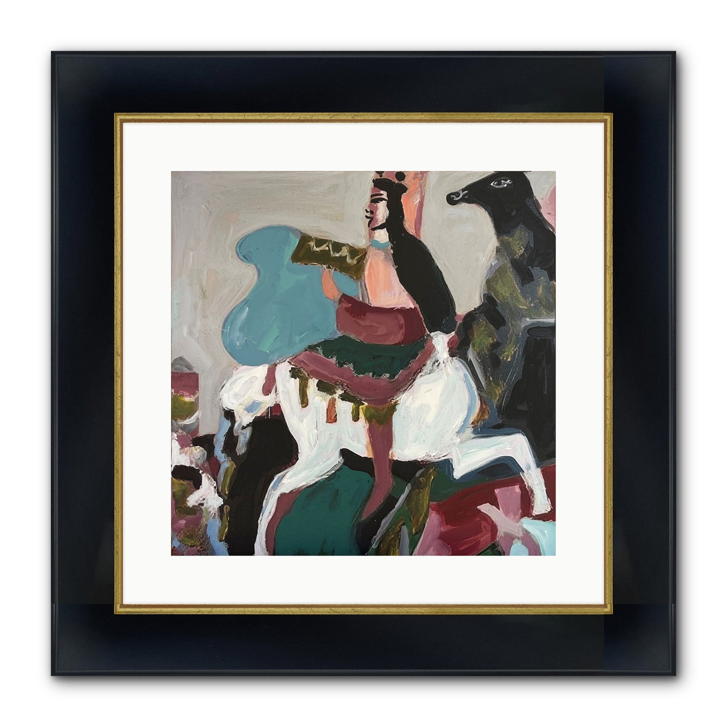 Kolten Framed Print - Wide Black w/Gold 16x16