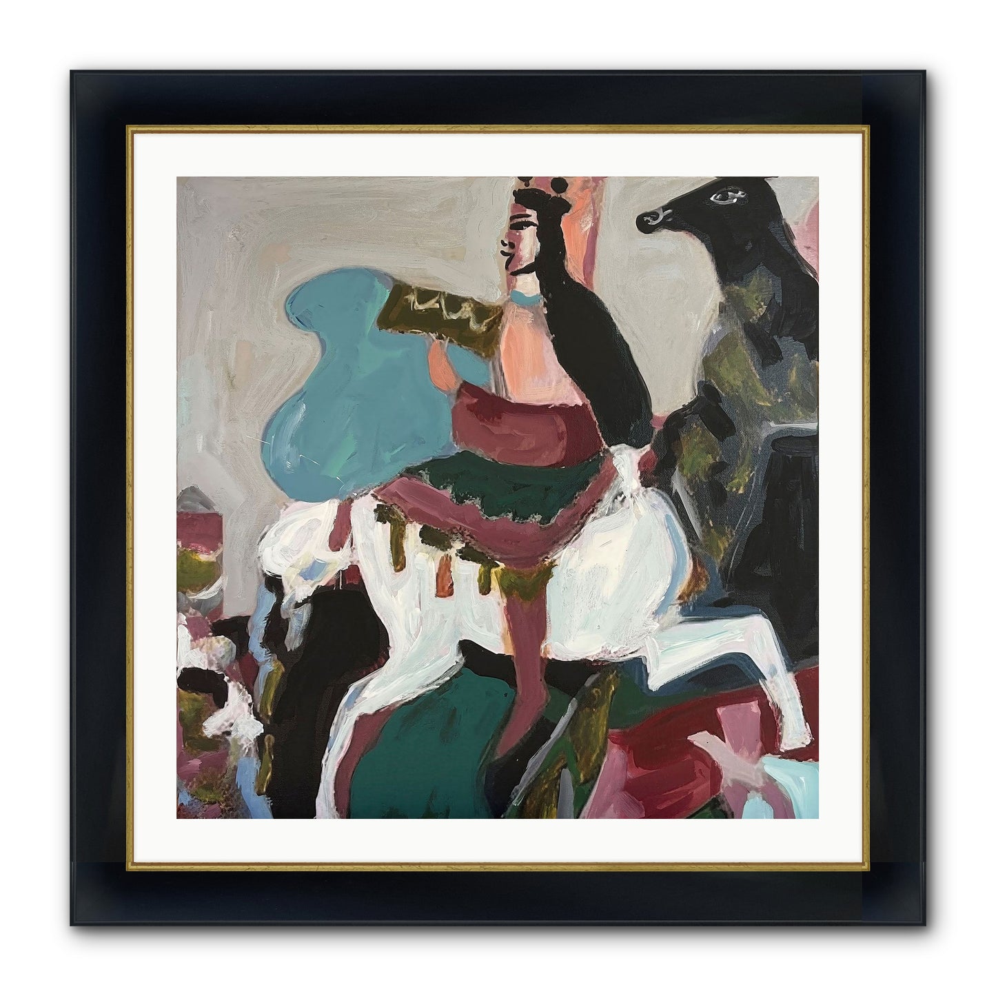 Kolten Framed Print - Wide Black w/Gold 30x30
