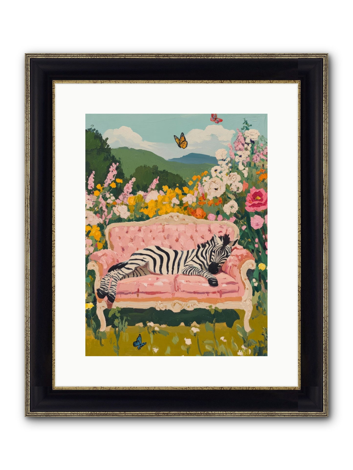 Lady Abington's Exotic Guest Framed Print - Black & Gold 12x16