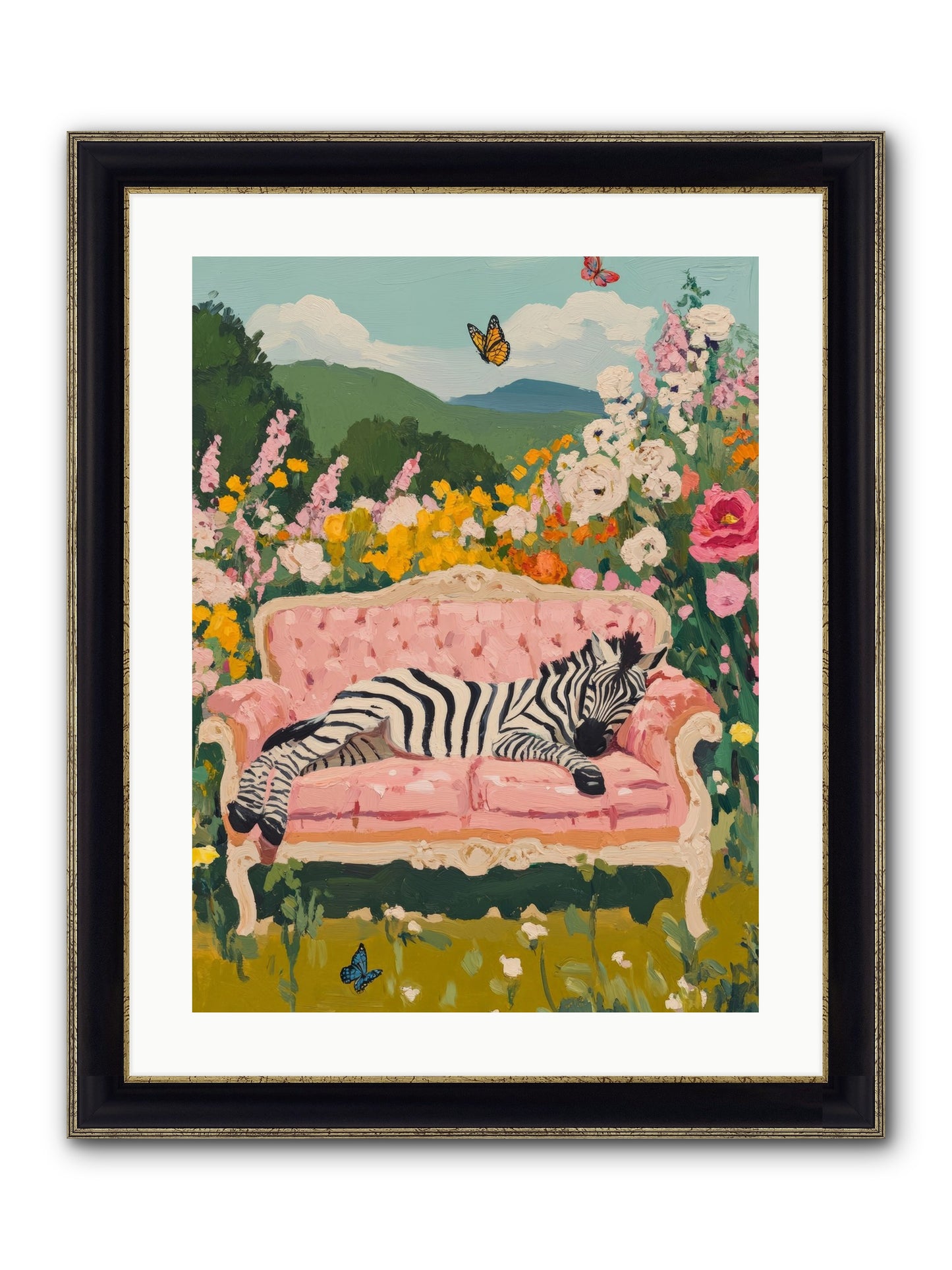 Lady Abington's Exotic Guest Framed Print - Black & Gold 18x24