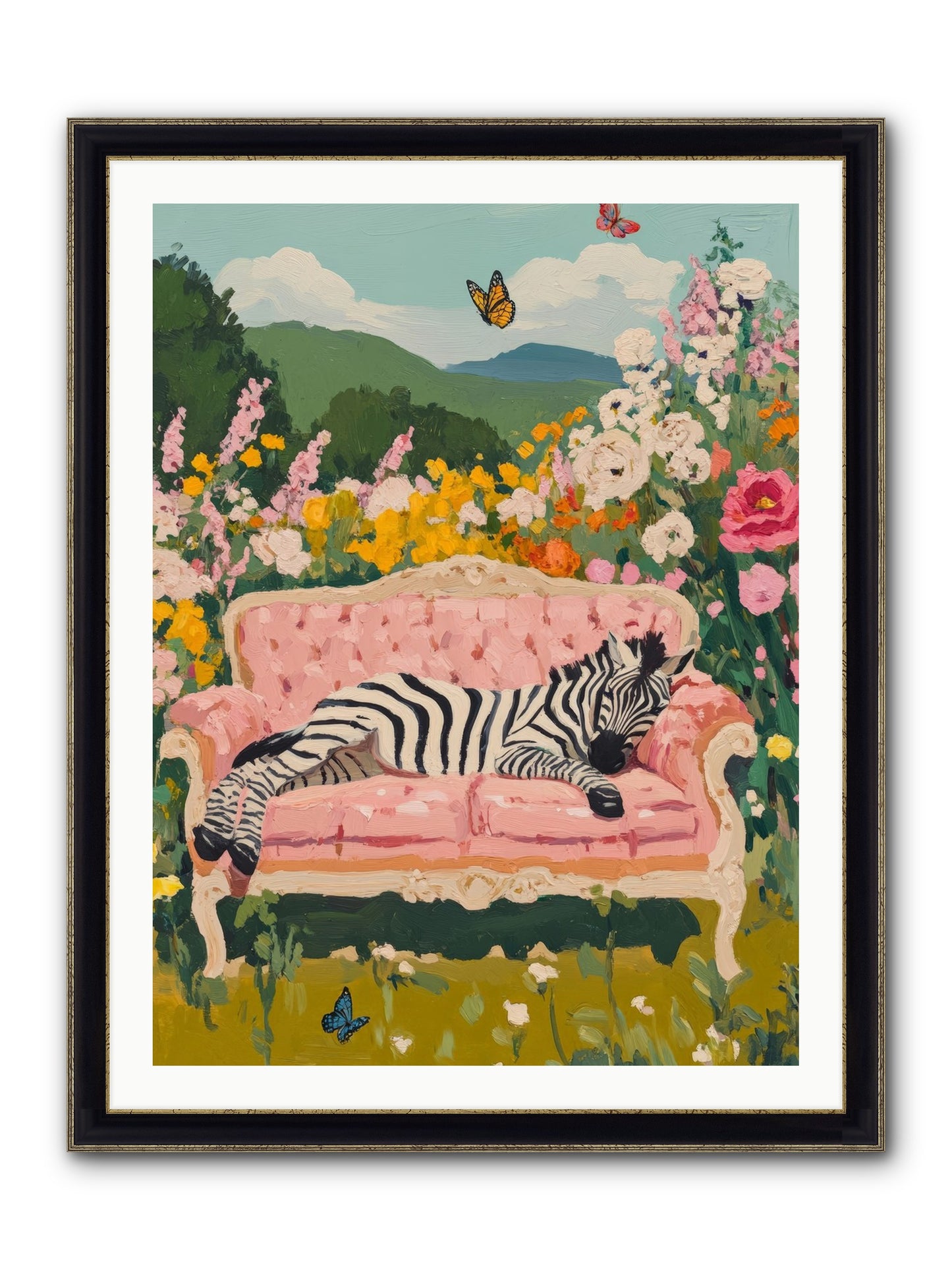Lady Abington's Exotic Guest Framed Print - Black & Gold 30x40