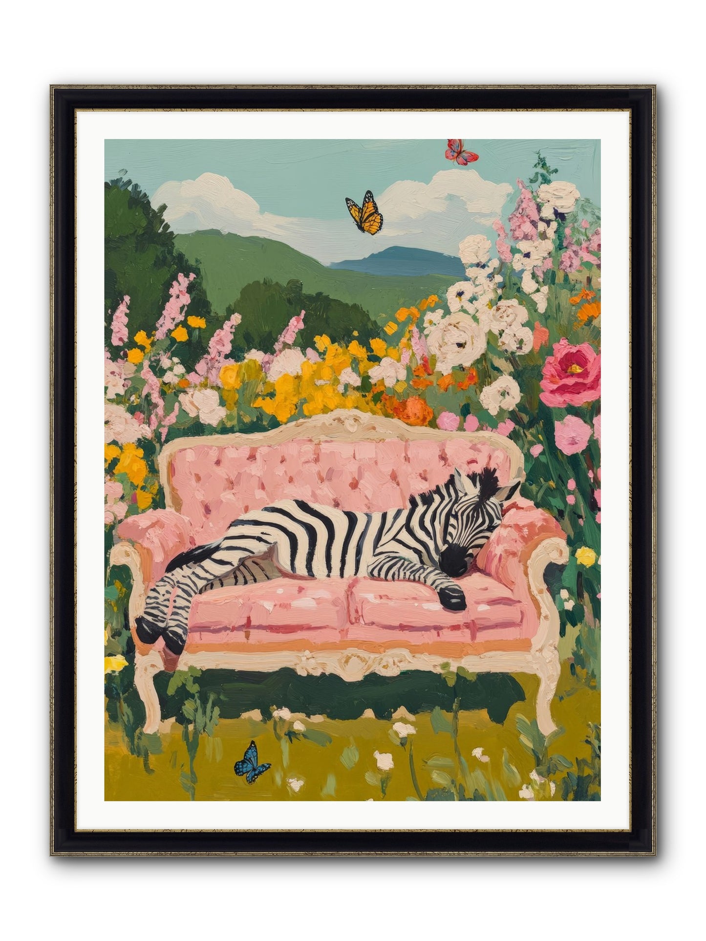 Lady Abington's Exotic Guest Framed Print - Black & Gold 36x48