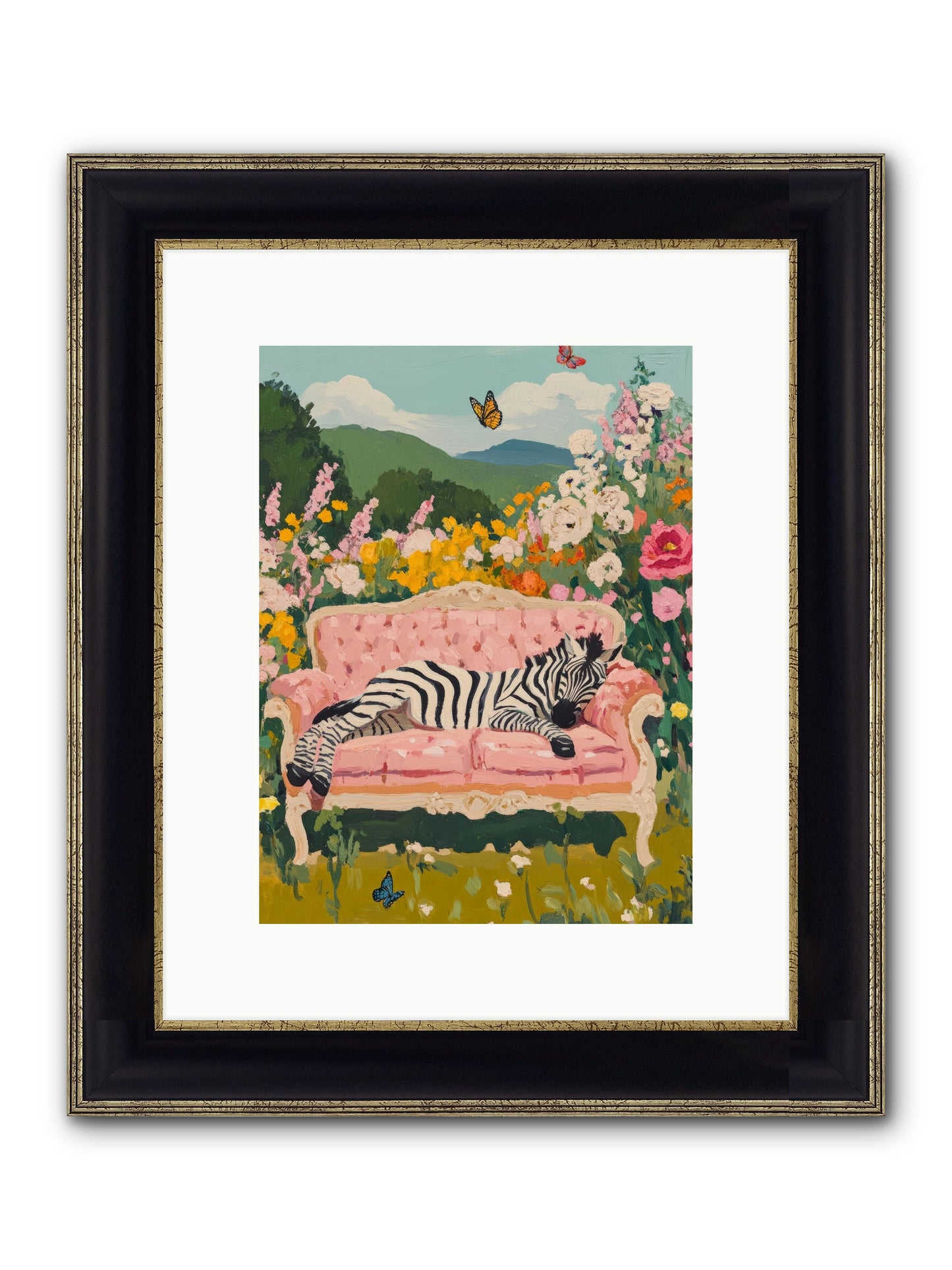 Lady Abington's Exotic Guest Framed Print - Black & Gold 9x12